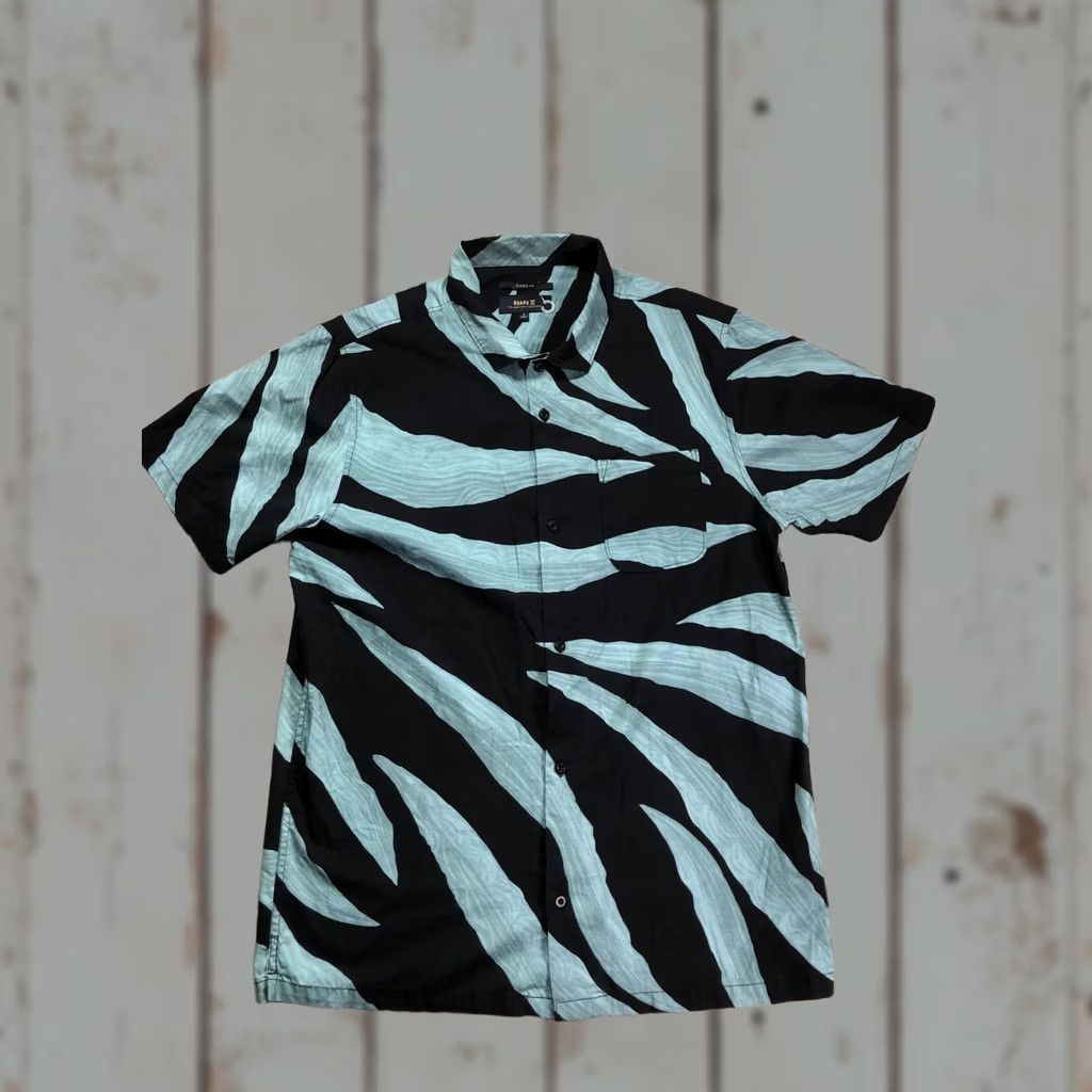 Roark Roark Mens Large Black Green Stripe Short Sleeve Button Up Shirt Striped Casual Size US L / EU 52-54 / 3 - 1 Thumbnail