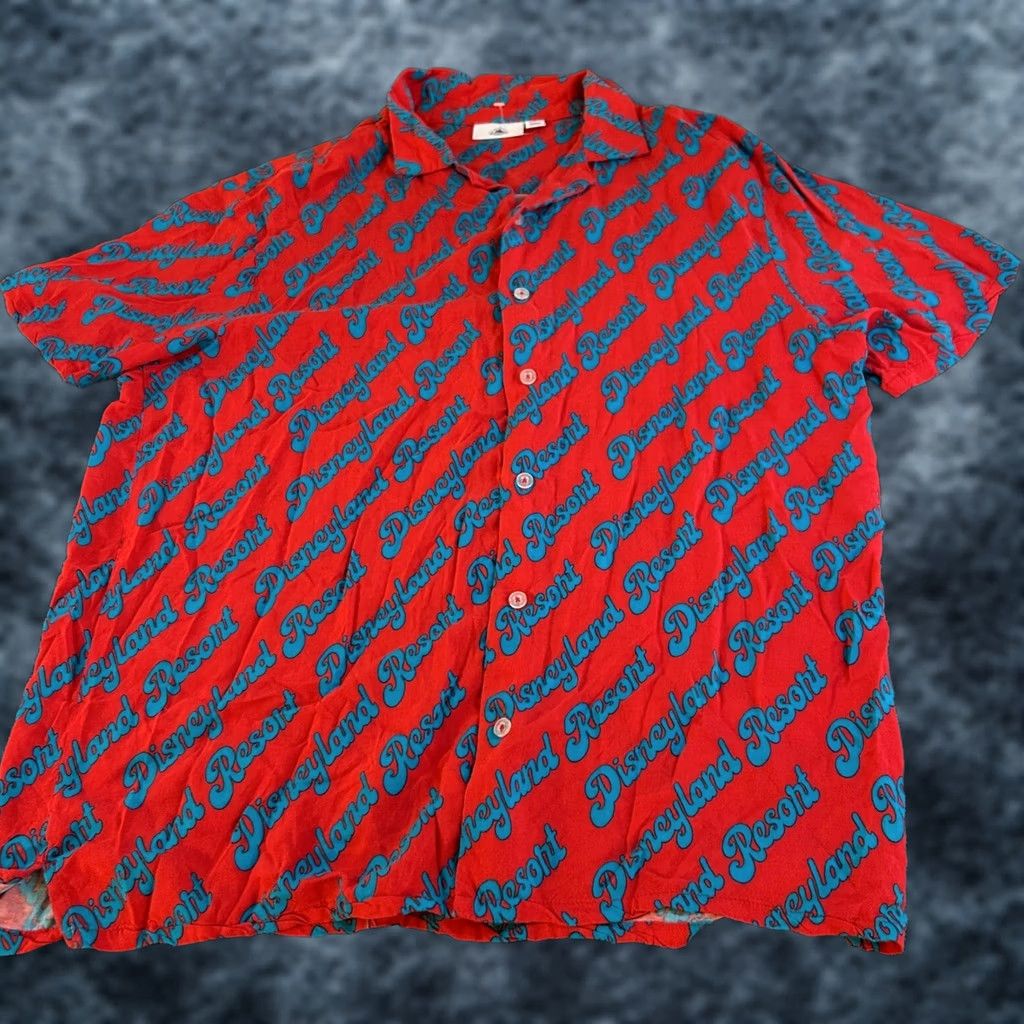 Disney Disney Parks Disneyland Resort Shirt Mens Large Red Blue Rayon Button Up Size US L / EU 52-54 / 3 - 1 Thumbnail