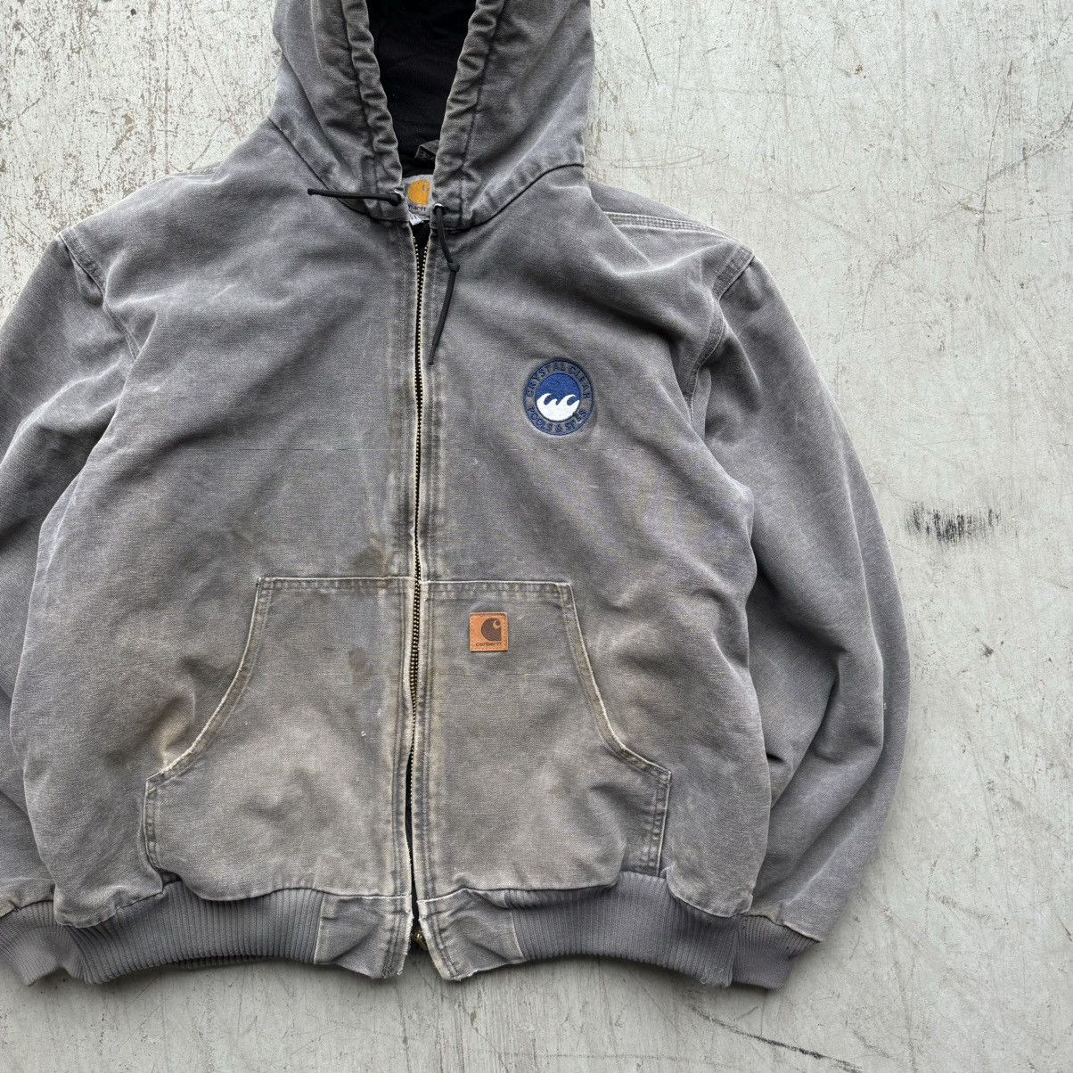 Carhartt × Vintage Carhartt 90’s Vintage J130 Jacket Gray Faded Hooded Size US XL / EU 56 / 4 - 2 Thumbnail