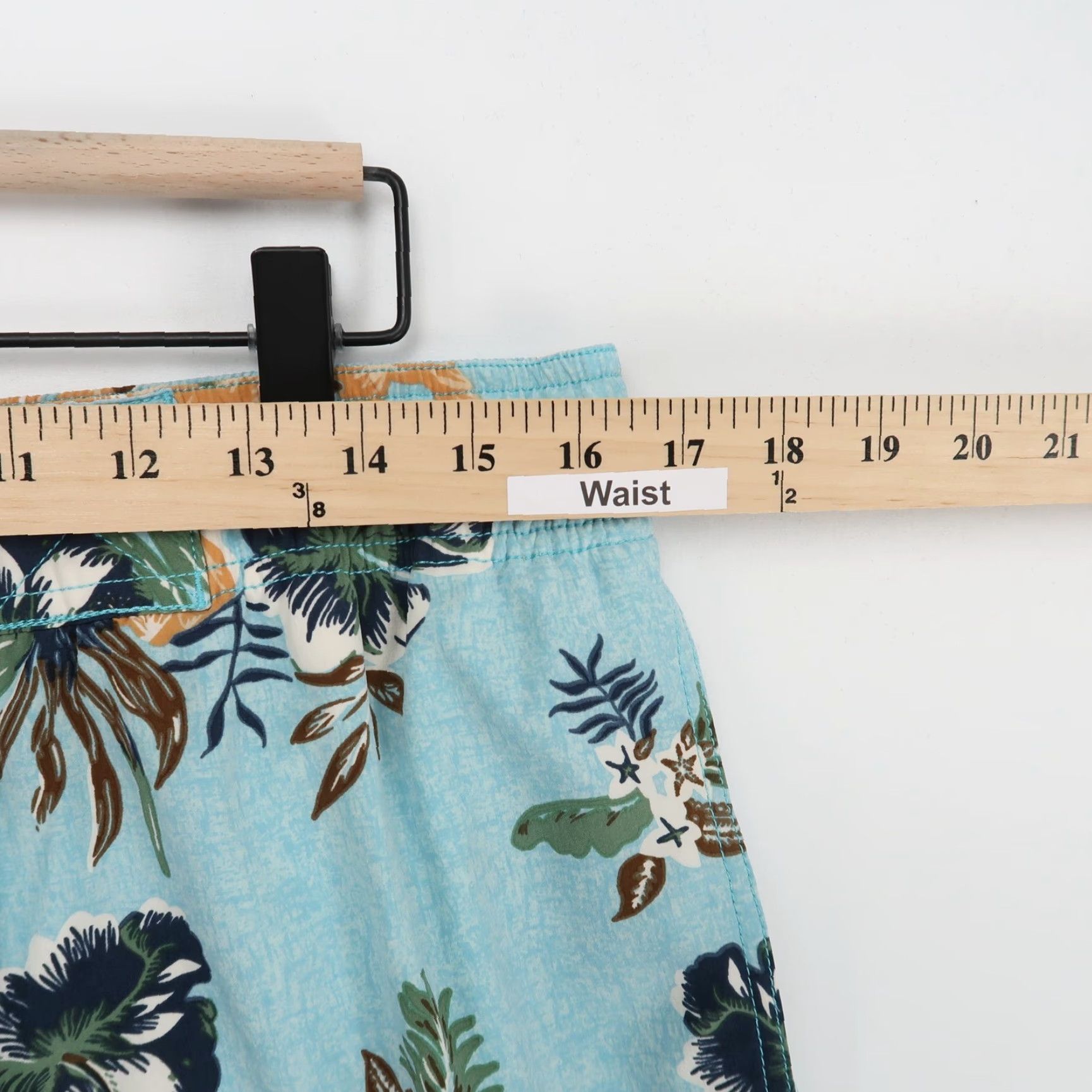 Vintage Coolibar Swim Trunks Mens M Blue Floral Tropical Lined Pockets Drawstring Size ONE SIZE - 5 Thumbnail