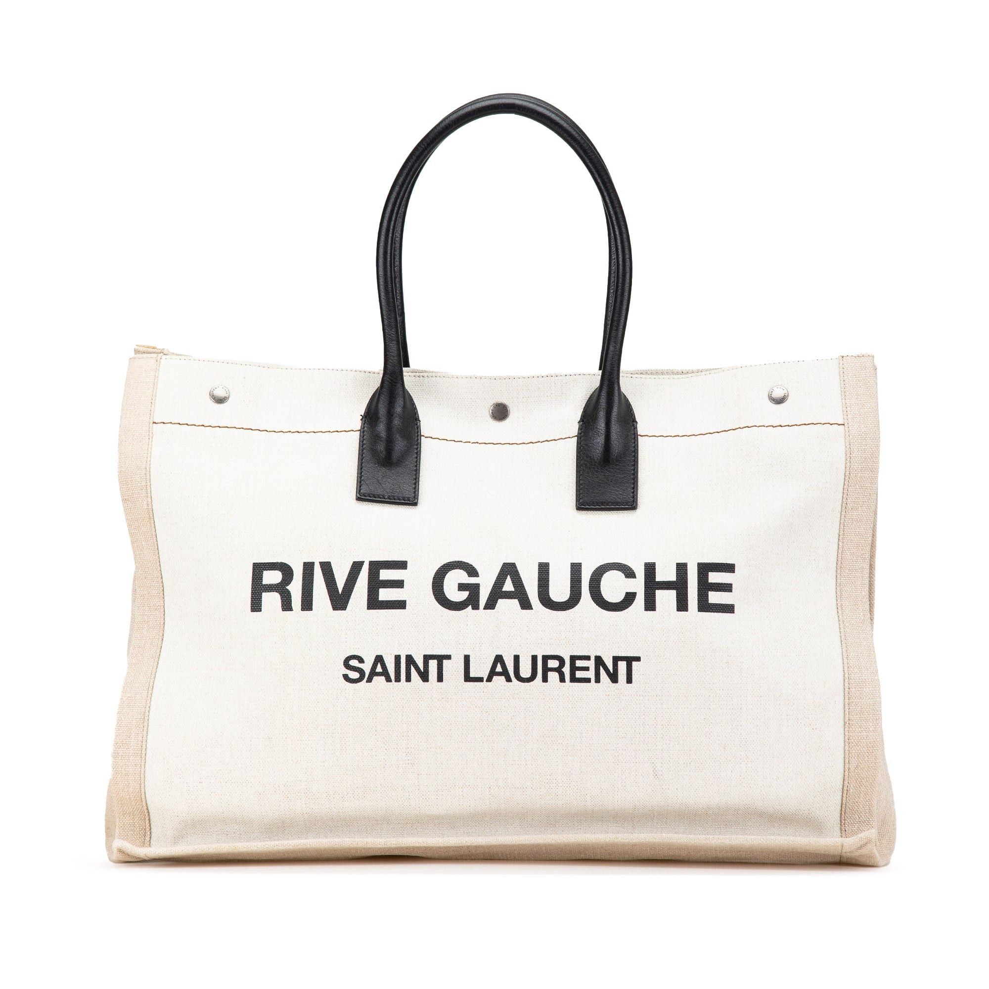 Saint Laurent Paris Saint Laurent Canvas Rive Gauche Tote White Size ONE SIZE - 1 Thumbnail