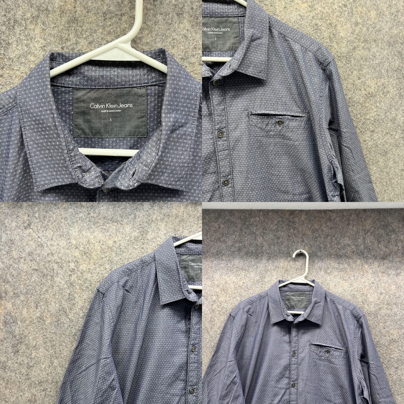 Calvin Klein Calvin Klein Collection Shirt Men Large Blue Polka Dot Button-Down Cotton Casual Size US L / EU 52-54 / 3 - 8 Thumbnail
