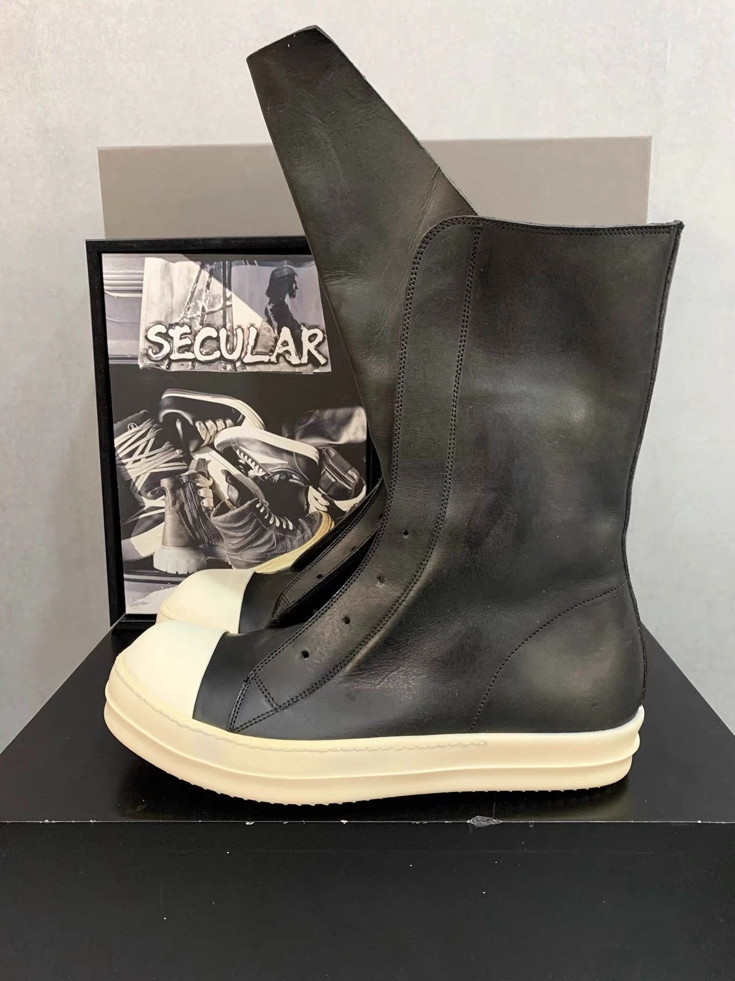 Rick Owens Rick Owens Mainline Leather Long Tongue Boots K34 Size US 7.5 / EU 40-41 - 1 Thumbnail