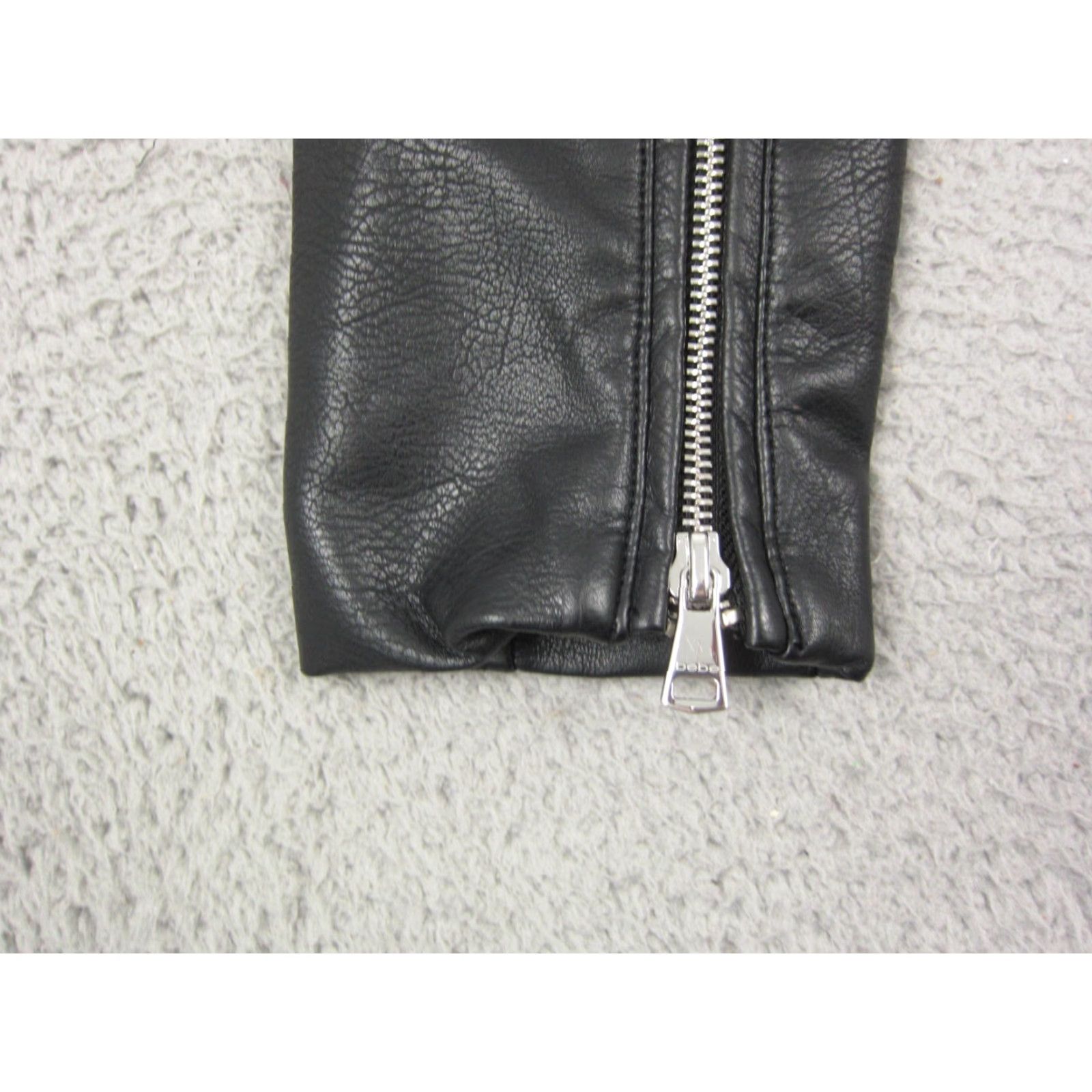Bebe VINTAGE bebe Jacket Womens S Black Faux Leather Moto Biker Zip Up Ladies Size S / US 4 / IT 40 - 4 Thumbnail