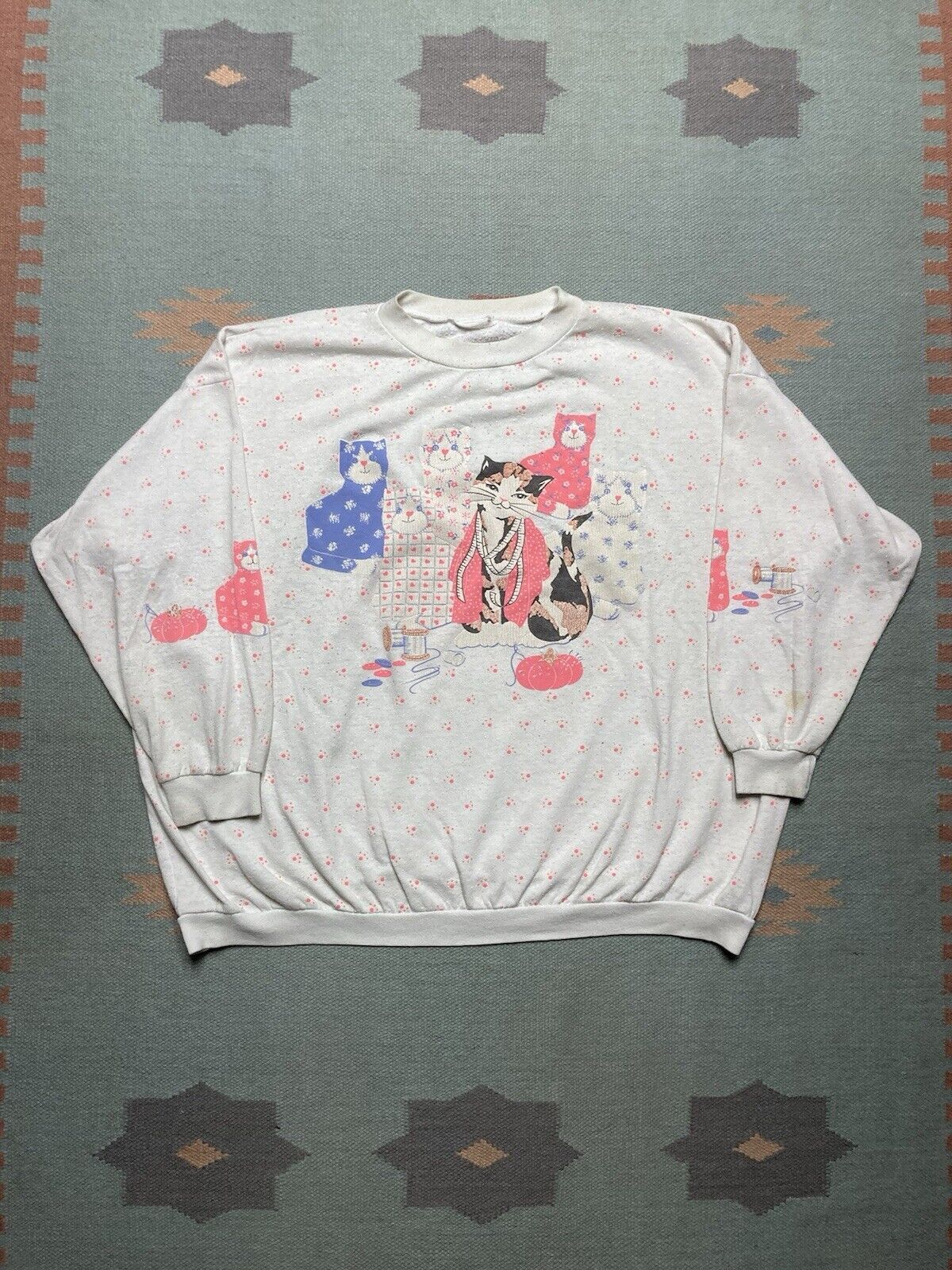 Vintage sweatshirt cats kittens all over print sweater animal XXL Size XXL / US 16-18 / IT 52-54 - 1 Thumbnail