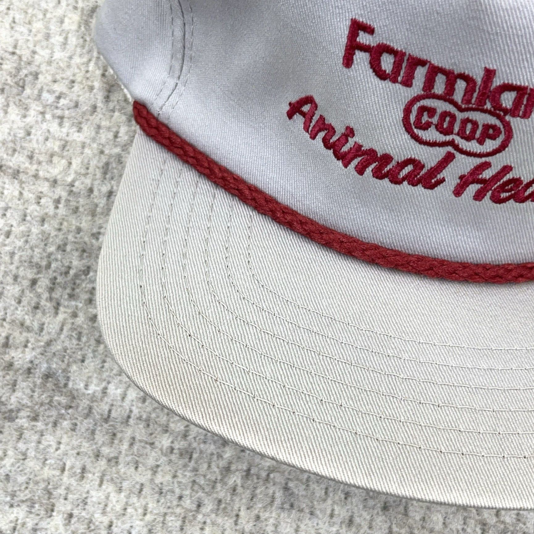 Roper VINTAGE Farmland Co-op Trucker Hat Cap Made In USA 80s 90s Rope Farm Strapback Gray Cotton Polyester Knit Adjustable Mens Hat Size ONE SIZE - 3 Thumbnail