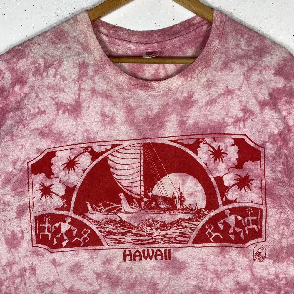 Hanes VINTAGE 80's HAWAII POLYTEES PINK TYE DYE TEE Size US XL / EU 56 / 4 - 3 Thumbnail