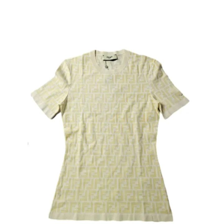 Fendi FENDI Yellow Logo Print Short Sleeve T-Shirt 0079 Size US L / EU 52-54 / 3 - 1 Thumbnail