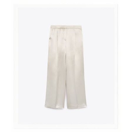 Zara Zara Satin Pleated Pants Light Beige Size 28" / US 6 / IT 42 - 1 Thumbnail