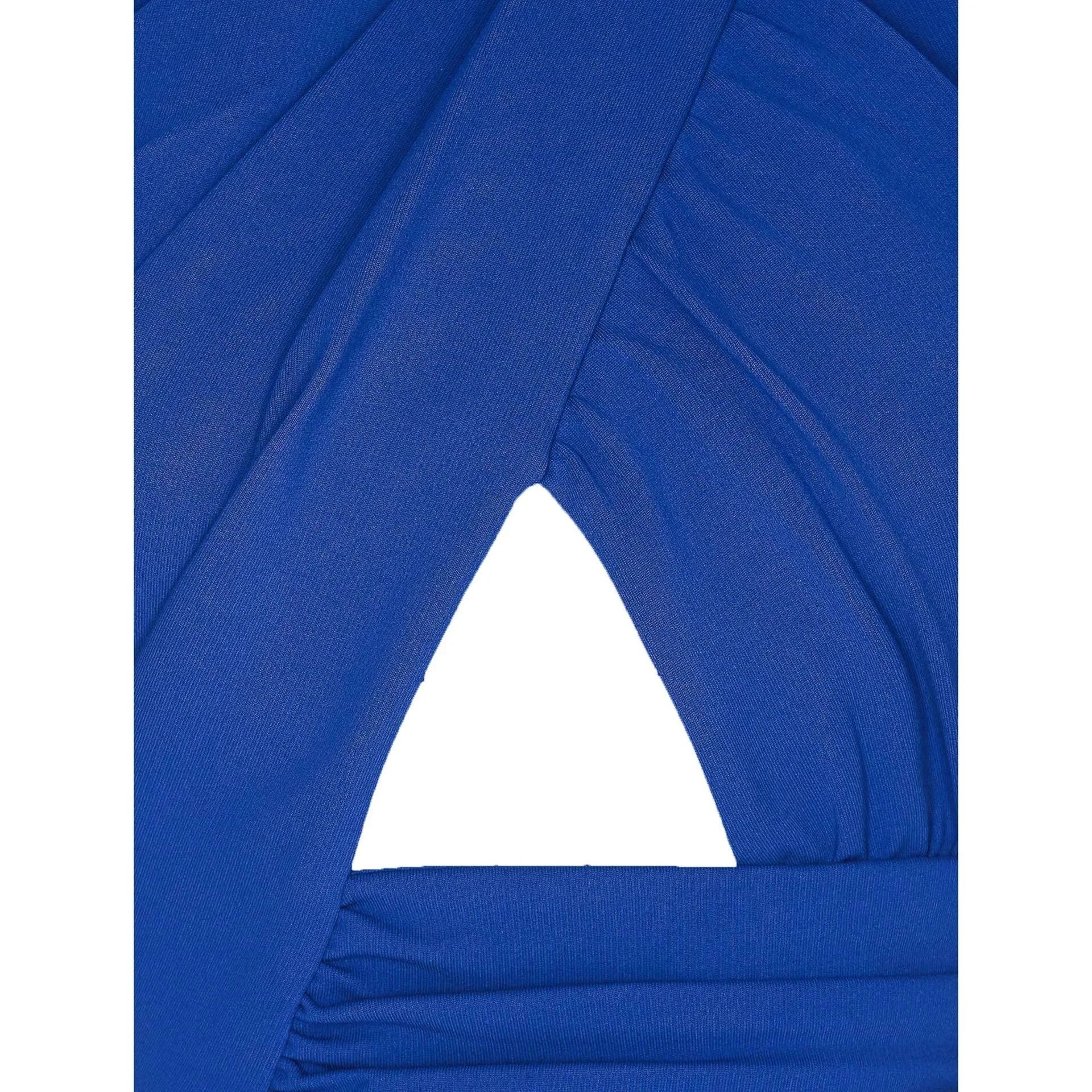 o1srvl11e0524 Halterneck Cropped Top in Blue