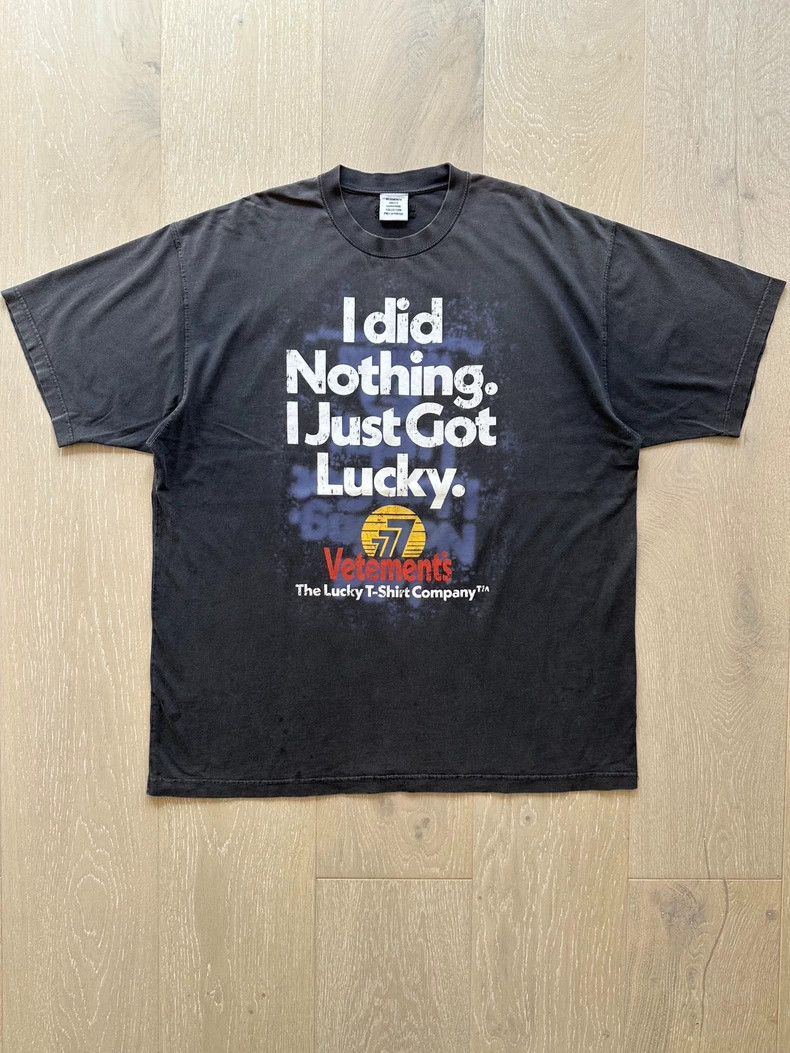 Vetements Vetements 22AW lucky slogan print washed and worn-out T-sh Size US S / EU 44-46 / 1 - 1 Thumbnail