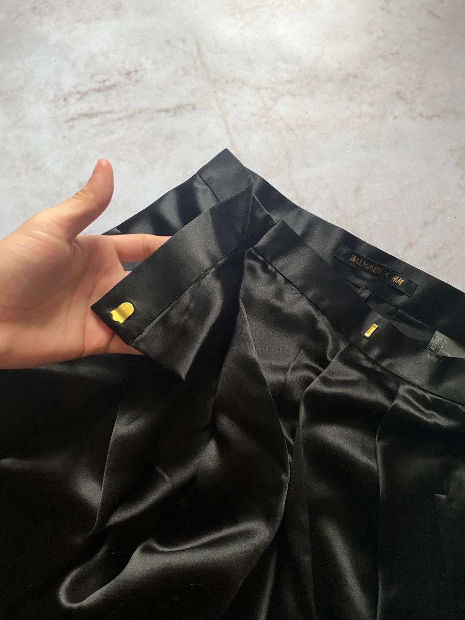 Balmain Rare Balmain x H&M Black Draped Satin Trousers Pants Luxury Size 28" / US 6 / IT 42 - 5 Thumbnail
