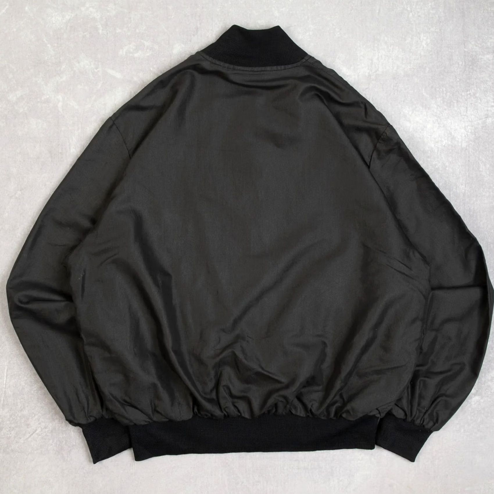 Market Vintage Chiarelli's Market Bomber Jacket Men's Large 1990s Washed Black Polyester Size US L / EU 52-54 / 3 - 2 Thumbnail