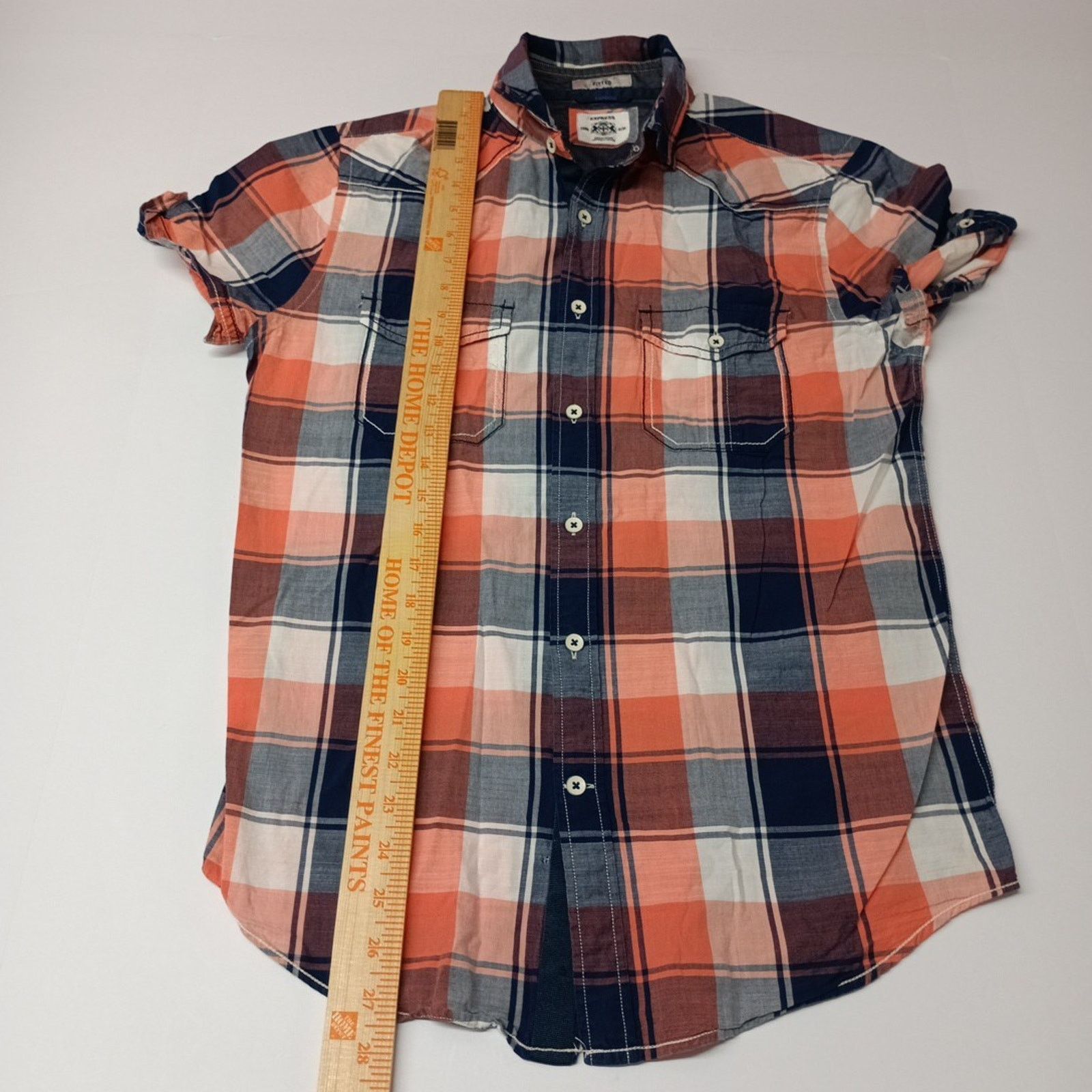 Express Express Button-Up Plaid Shirt Mens S Small Multicolor Fitted Size US S / EU 44-46 / 1 - 5 Thumbnail
