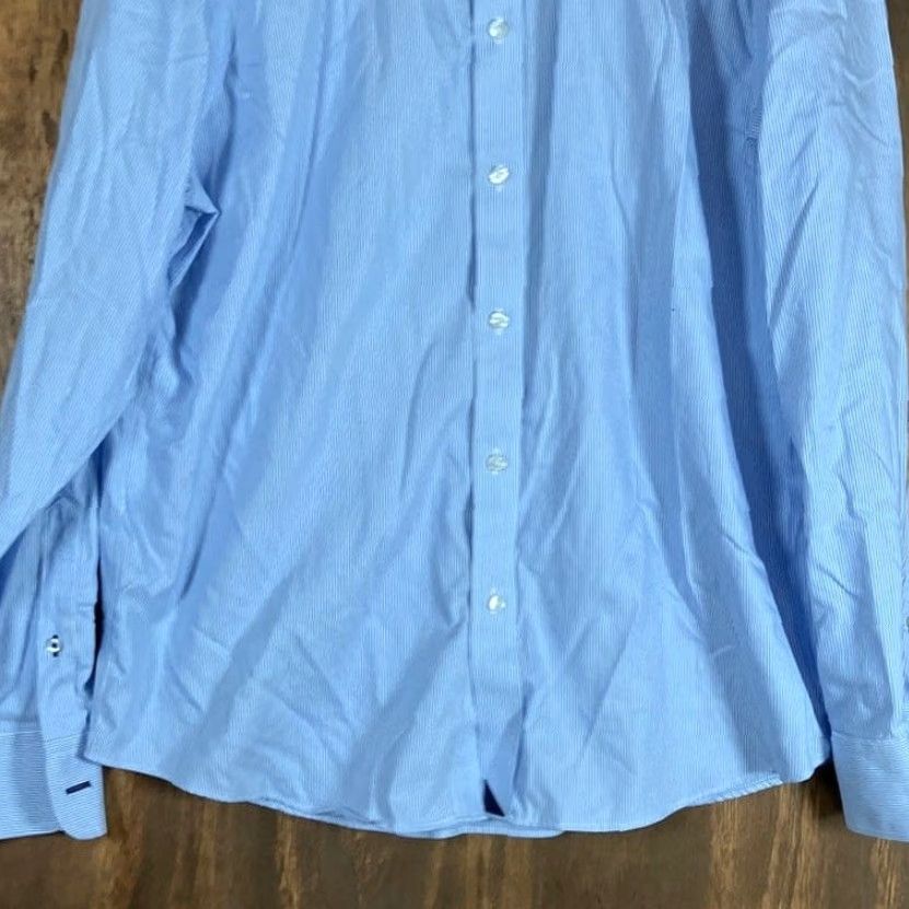 UNTUCKit UNTUCKit Mens Shirt Blue White Stripe Button Down Wrinkle Free Long Sleeve XL Size US XL / EU 56 / 4 - 3 Thumbnail