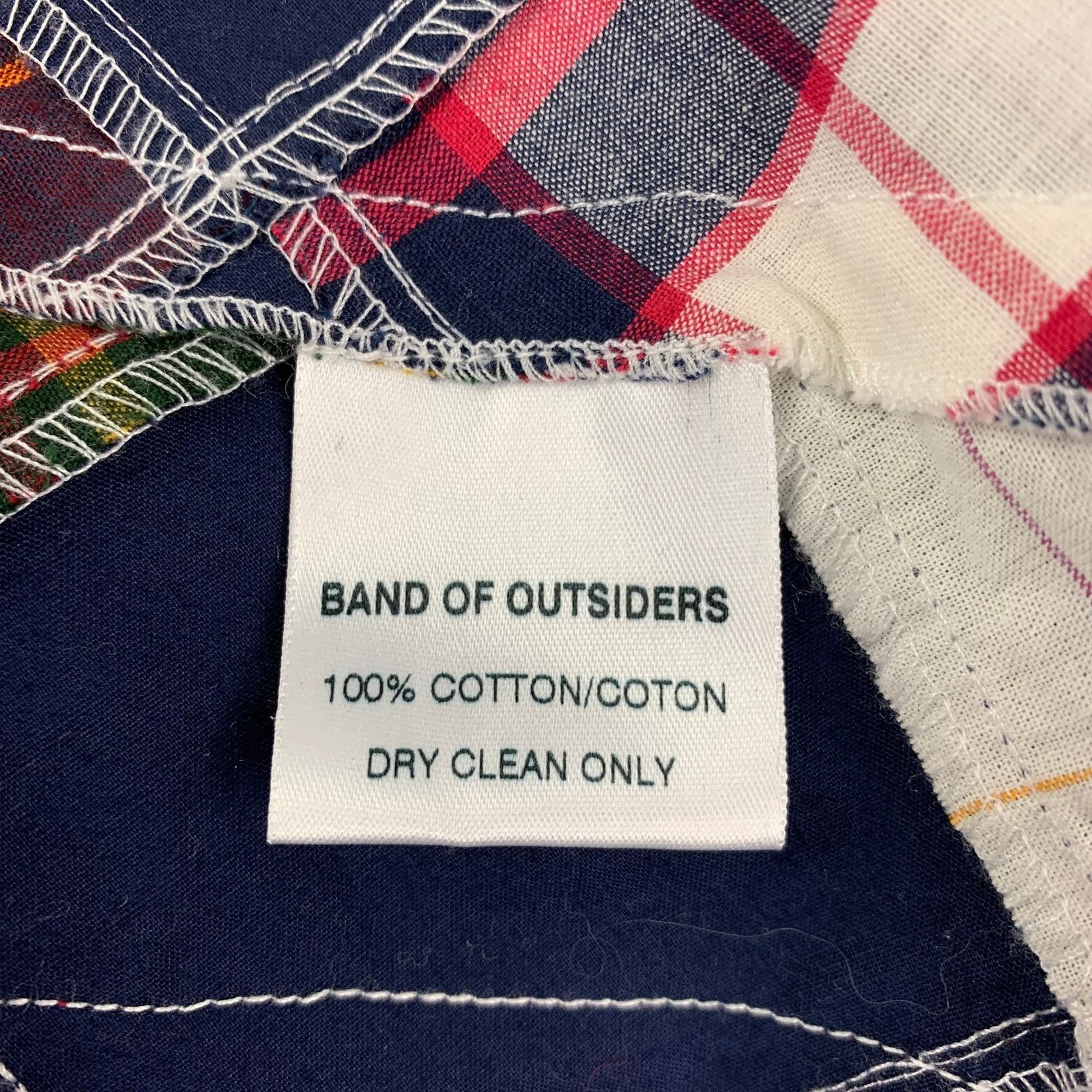 Band Of Outsiders Size 42 Navy Muliti-Color Patchwork Cotton Notch Lapel Suit Size 42R - 7 Thumbnail