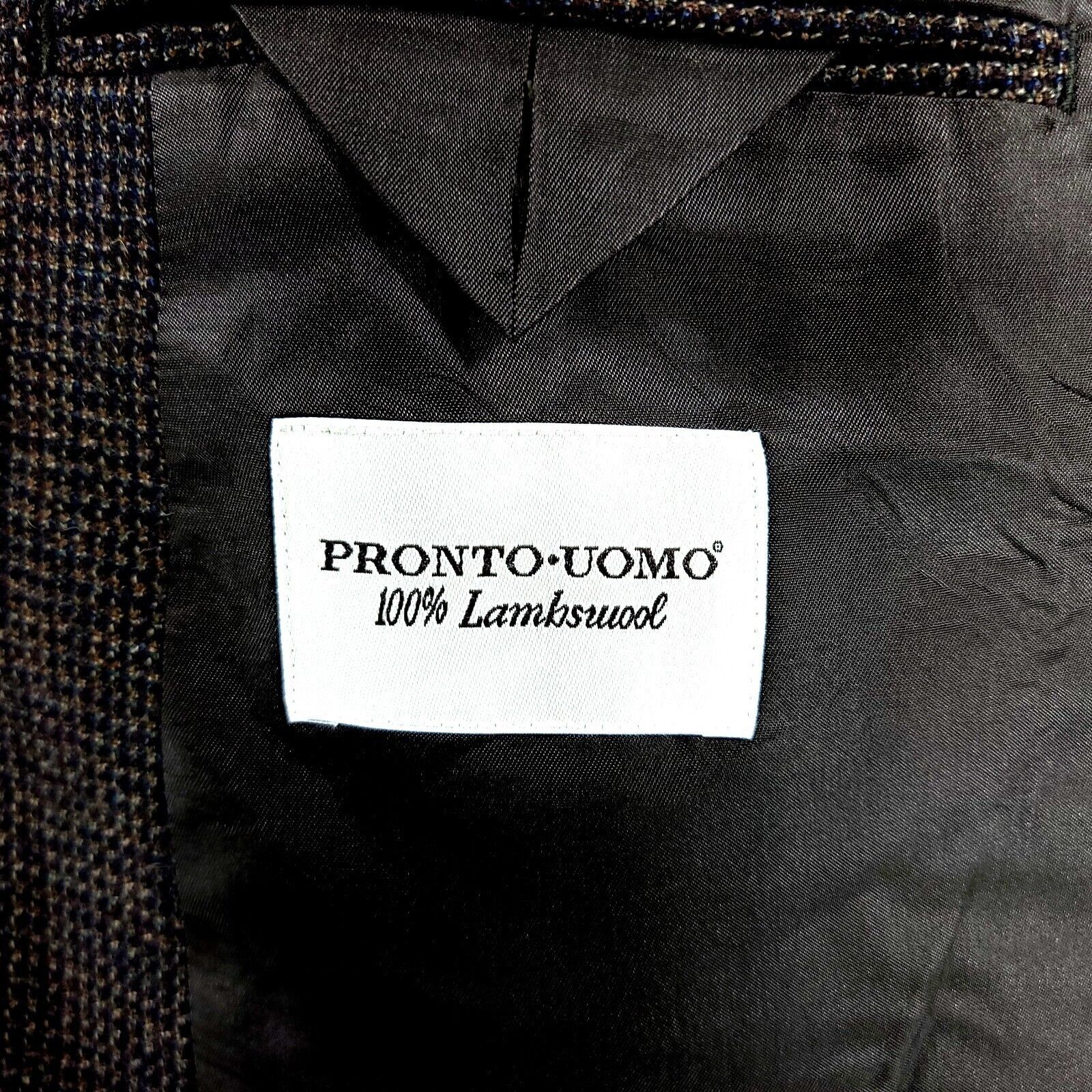 Pronto Uomo Pronto Uomo Tweed Wool 2 Button Sport Coat 44R Brown Blue Ta Size 44R - 9 Thumbnail