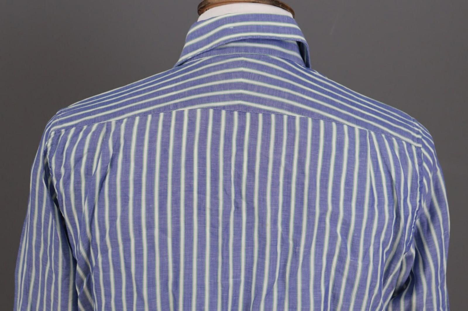 Designer Hackett London Blue Striped Blue Shirt Size 39 / 15.5 Size US M / EU 48-50 / 2 - 8 Thumbnail