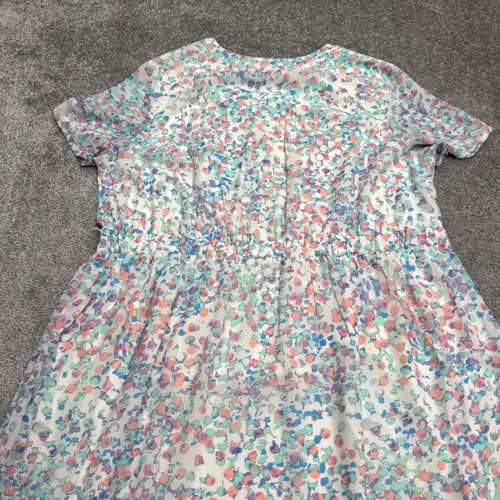 Blair Blair Sheath Dress Women L Multicolor Abstract Print Chiffon Ruffle Hem Midi Short Sleeve Size L / US 10 / IT 46 - 5 Thumbnail