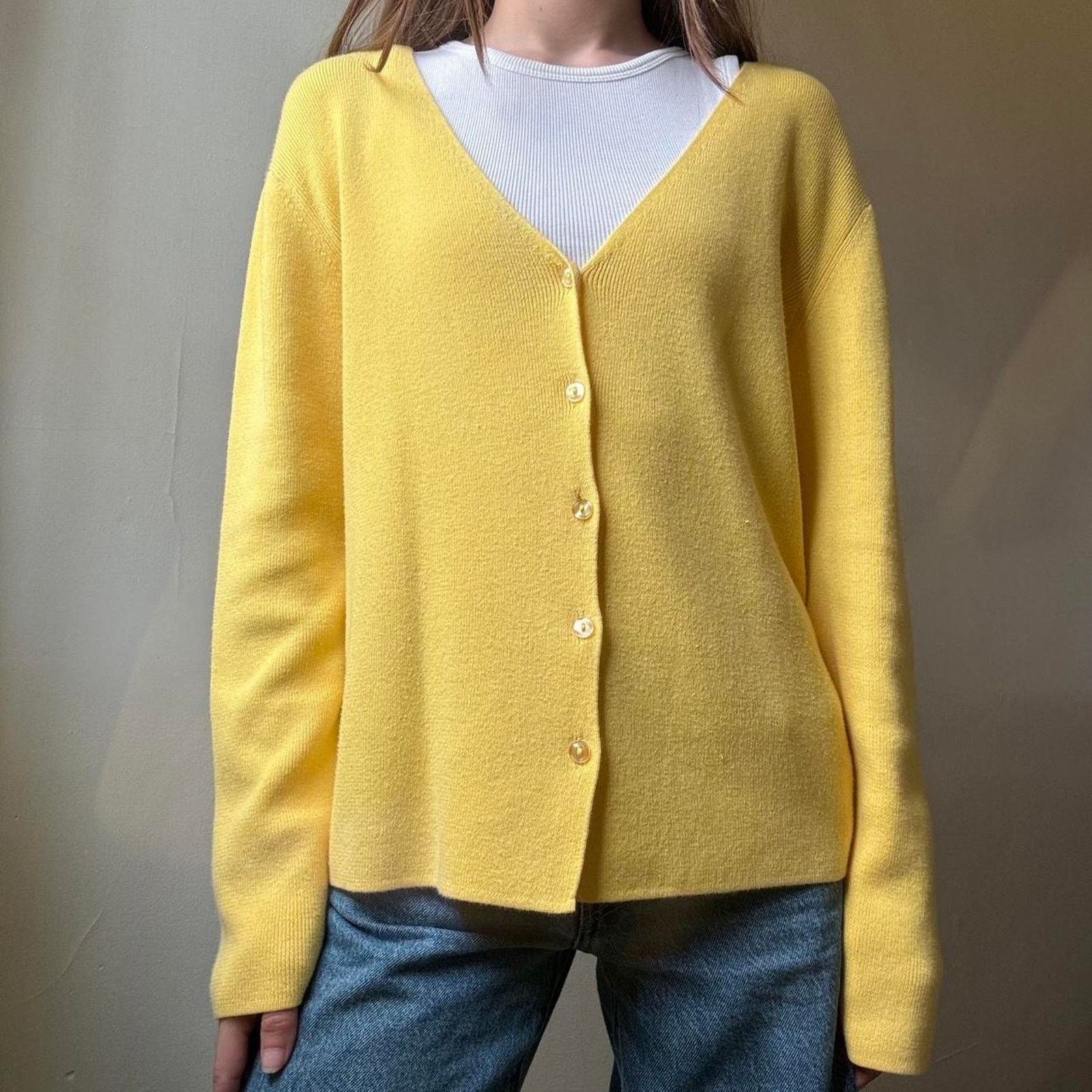Other Vintage Designers Originals Bright Yellow Cardigan Small Size S / US 4 / IT 40 - 1 Thumbnail