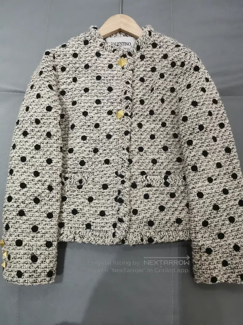 Valentino Valentino Polka dot wool mulberry silk small fragrant coat Size S / US 4 / IT 40 - 7 Thumbnail