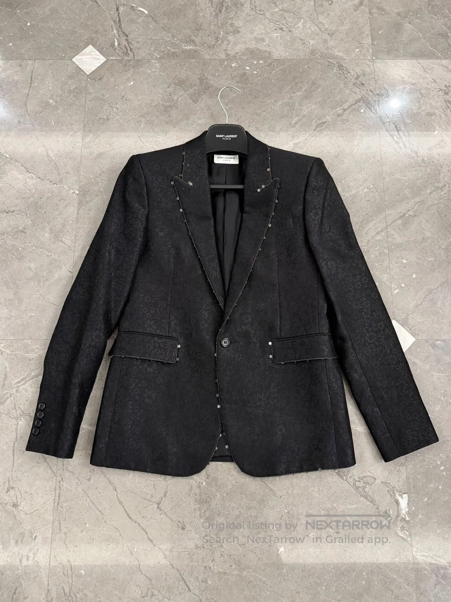 Saint Laurent Paris Saint Laurent Black Floral Pattern Blazer. Size US S / EU 44-46 / 1 - 1 Thumbnail