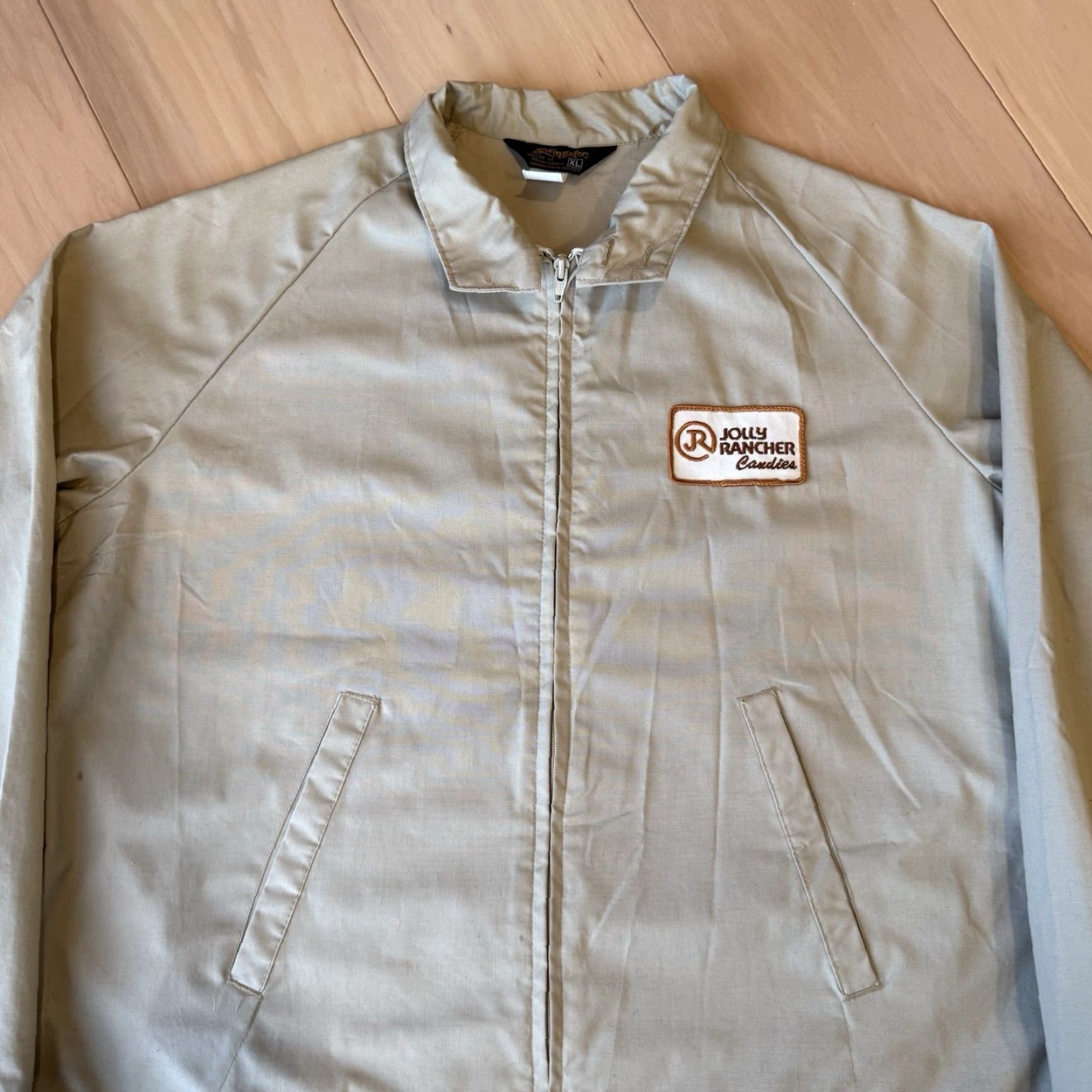 Vintage VINTAGE Swingster Jacket XL Khaki Full Zip 80s Made in USA Jolly Ranch Candy Shirt Mens Regular XL Beige Zip Front 90s USA Classic Size US XL / EU 56 / 4 - 4 Thumbnail