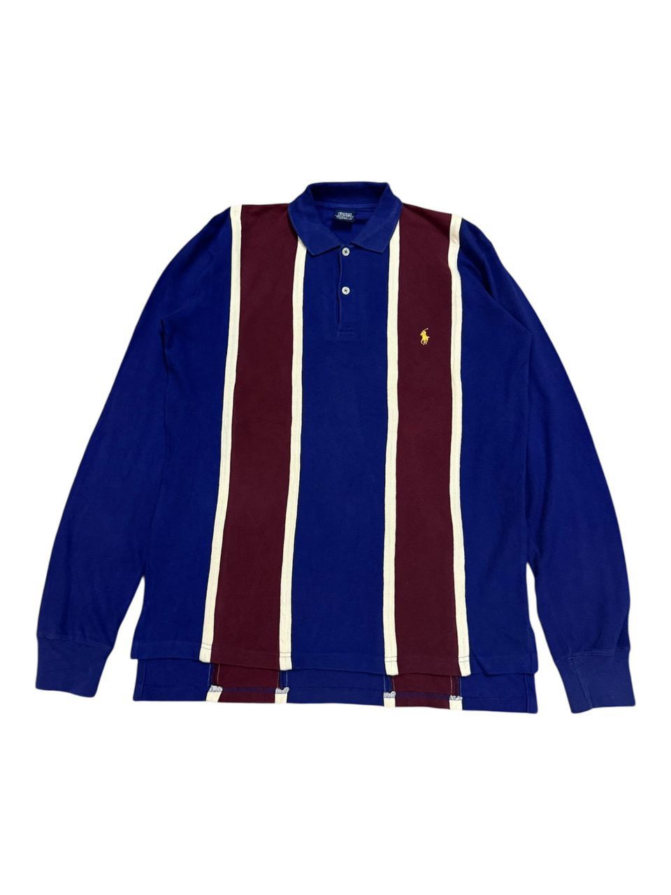 Polo Ralph Lauren Vintage 90s Polo Ralph Lauren Long Sleeve Striped Polo Shirt Size US M / EU 48-50 / 2 - 1 Thumbnail