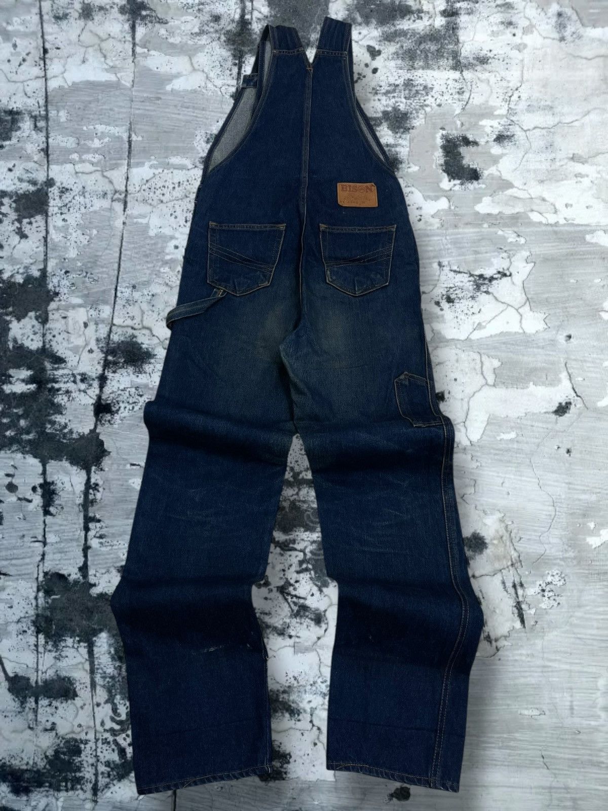 Japanese Brand Vintage 90s Designer Bison Rustic Blue Overall Iconic Denim Size US 33 - 10 Thumbnail