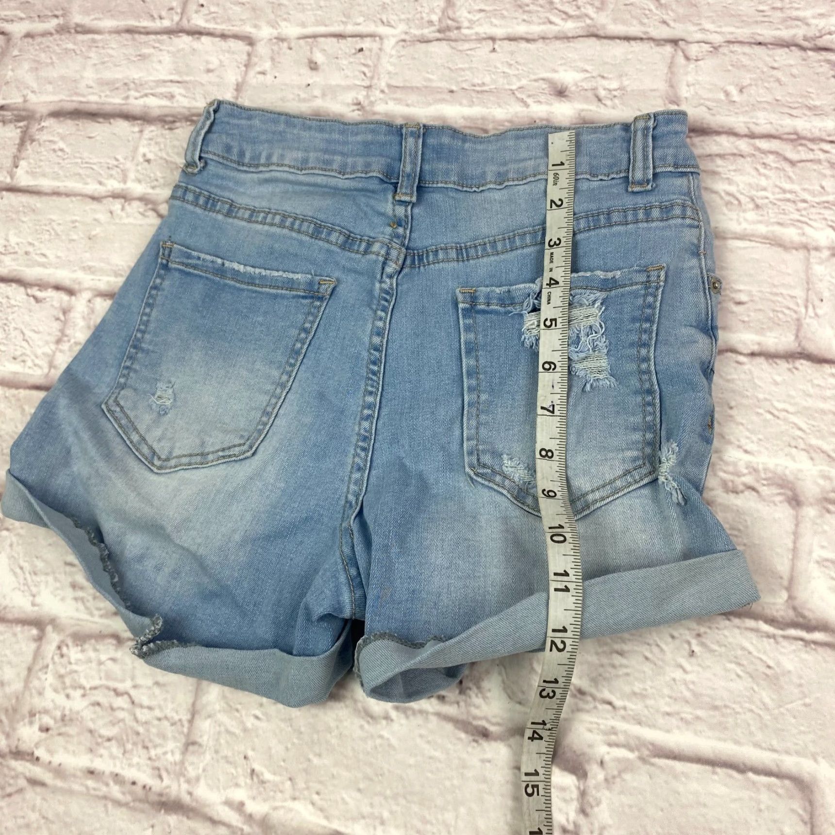 Denime WAX Jean Shorts Denim Teens Size M Mid Rise Distressed Light Wash Blue Size 32" / US 10 / IT 46 - 6 Thumbnail