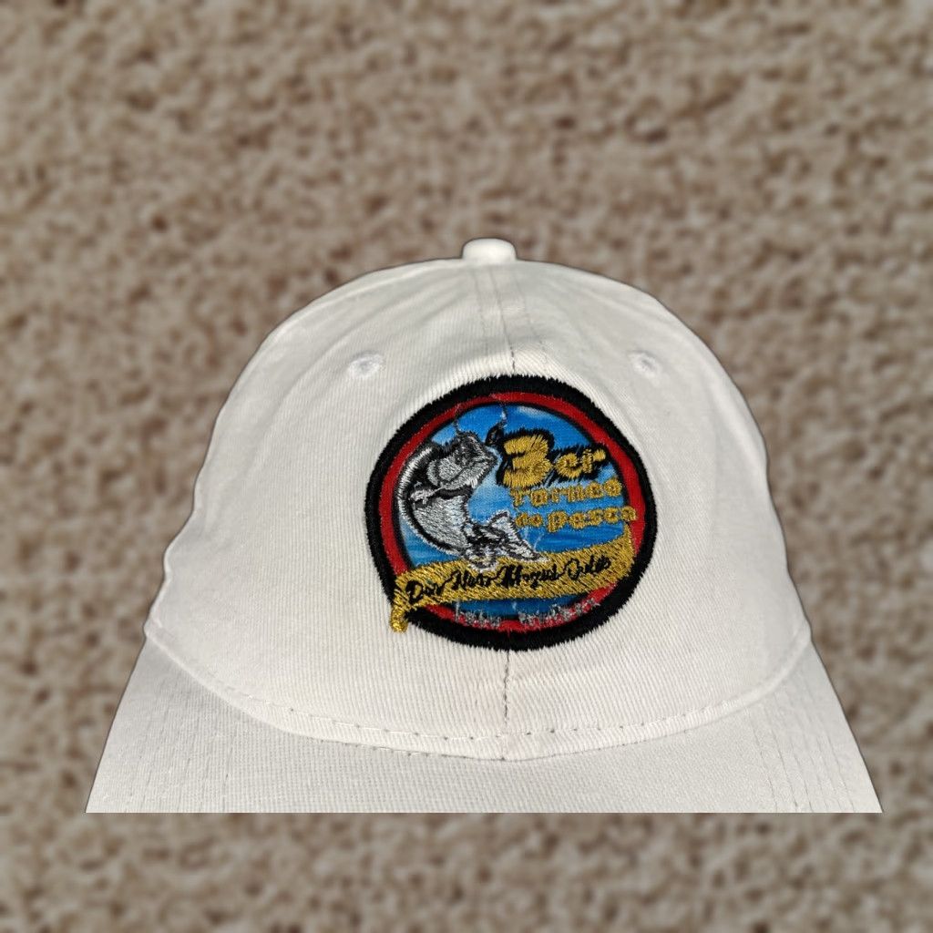 Vintage Club Cabo Hat Cap One Size White Cotton 90s Patch Fish Mexico Unisex Adults Baseball Cap Adjustable Size ONE SIZE - 1 Thumbnail