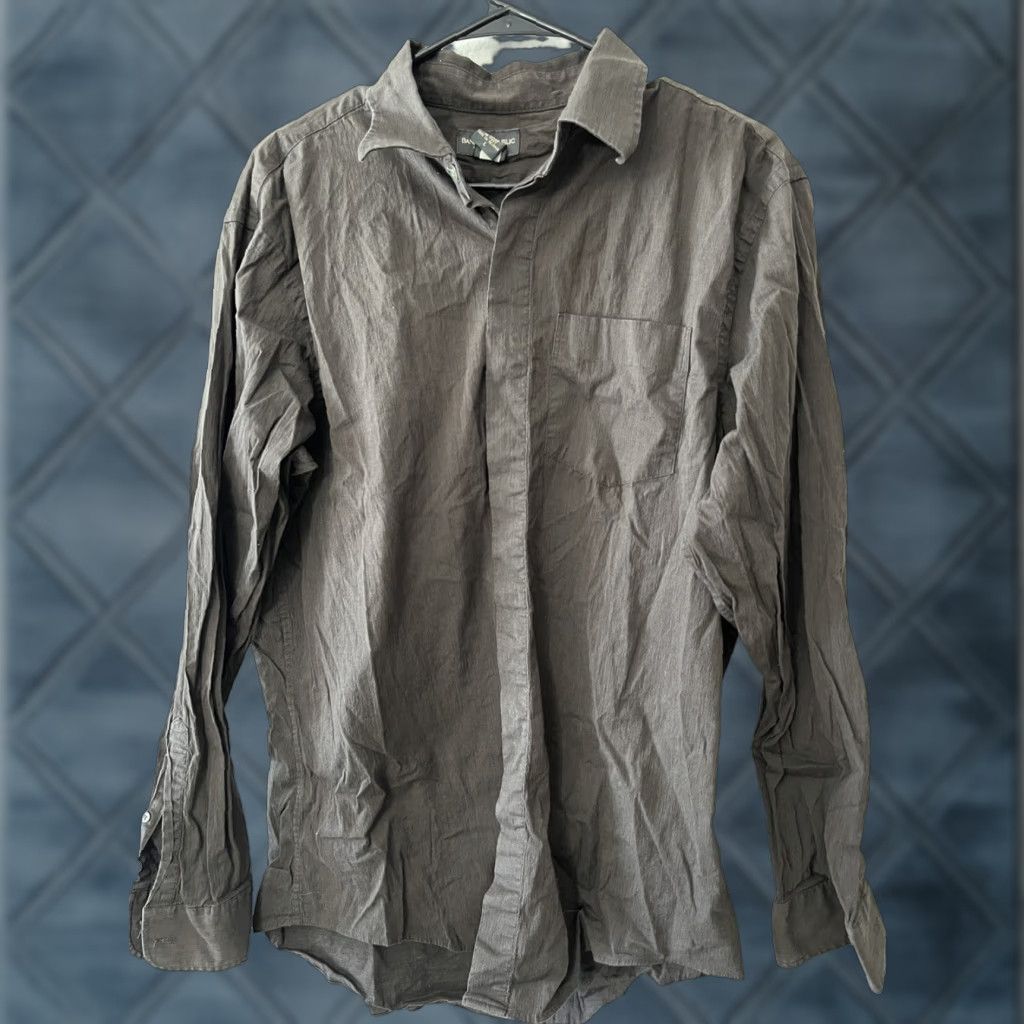 Banana Republic VINTAGE Banana Republic Button-Up Shirt Mens L Brown Stretch Solid Long Sleeve Size US L / EU 52-54 / 3 - 1 Thumbnail