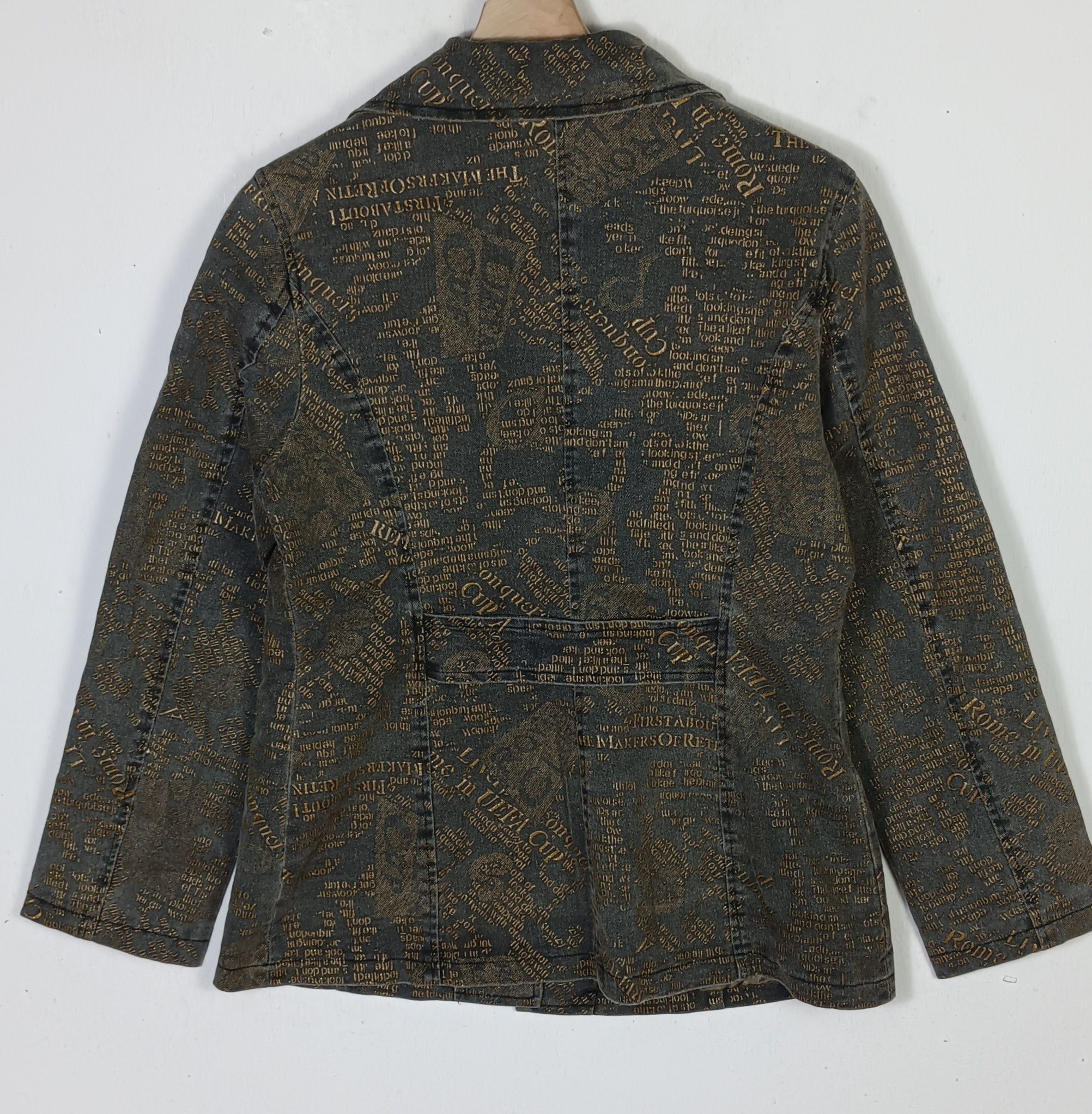 If Six Was Nine Vintage Ignition Various Word Double Breast Denim Jacket Size S / US 4 / IT 40 - 2 Thumbnail