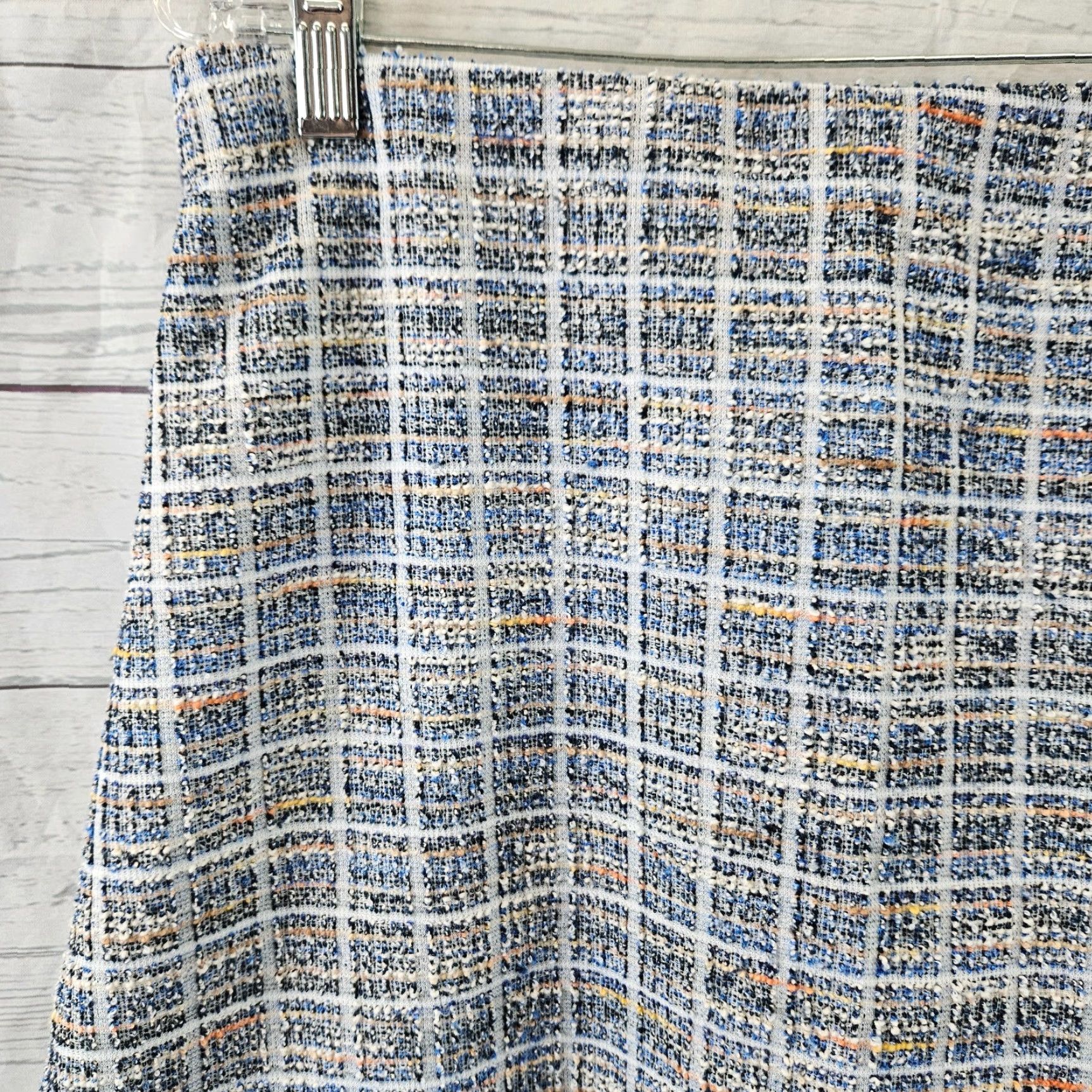 Vintage Margaret M Womens Skirt Sz L Blue Orange Tweed Pull On A-Line Short Polyester Blend N/A Size 36" / US 14 / IT 50 - 2 Thumbnail