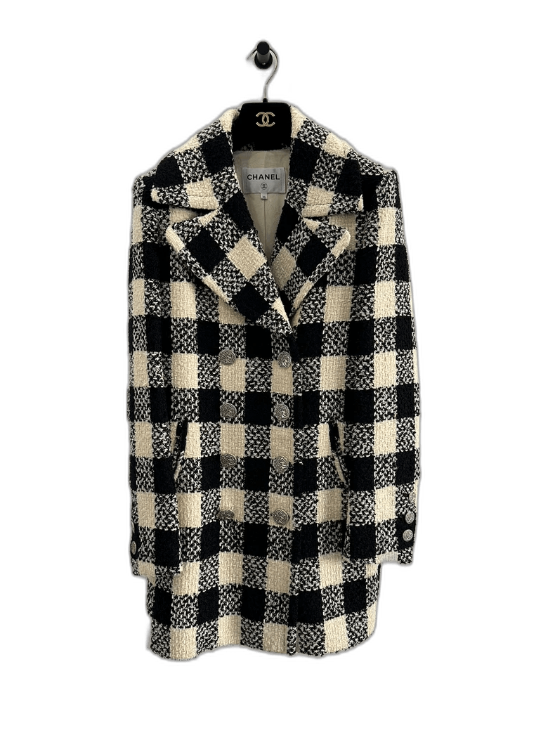 Chanel Chanel Black and Beige Checkered Coat -2505 Size US XS / EU 42 / 0 - 1 Thumbnail