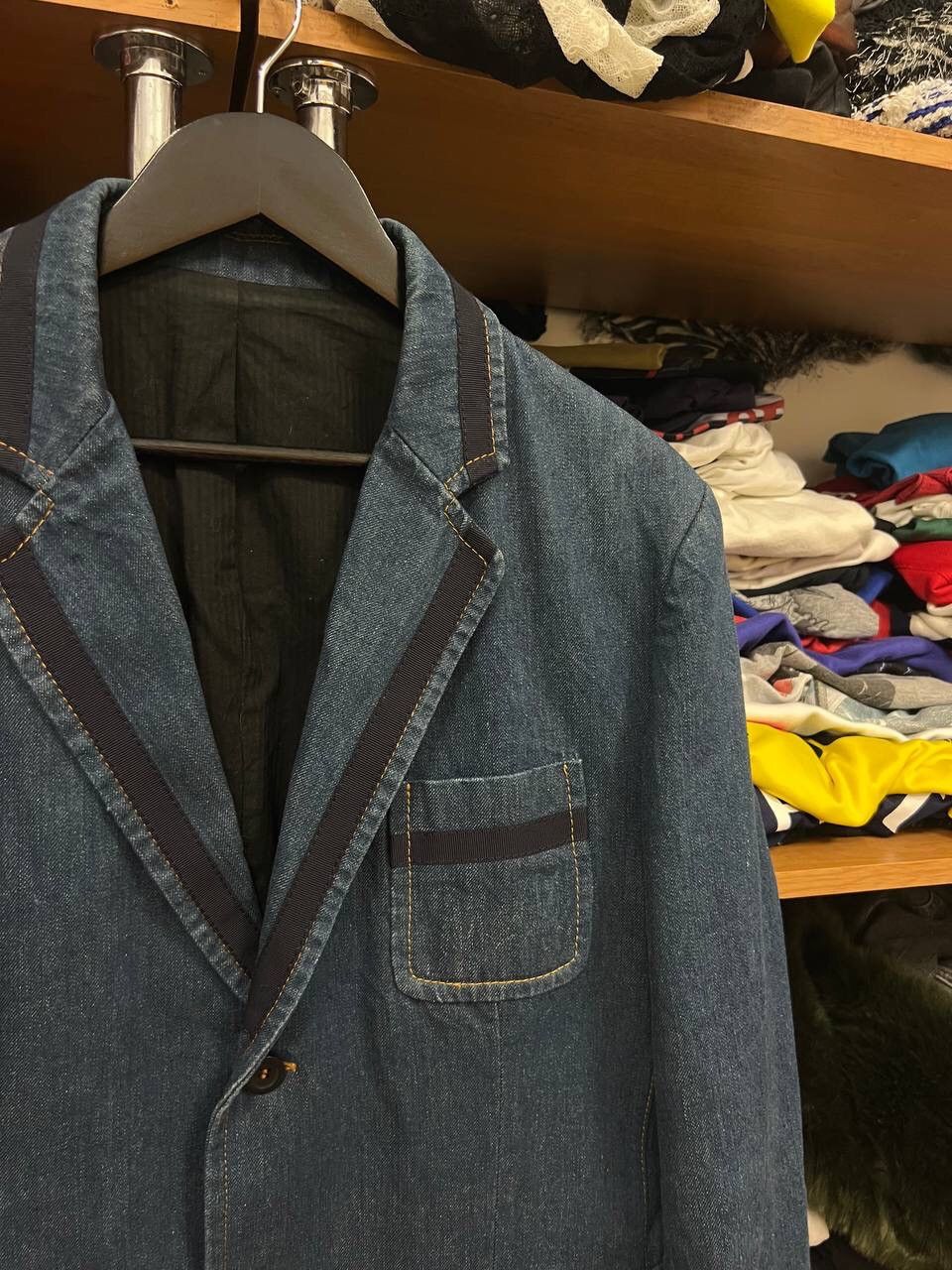 Alexander McQueen 💎 Alexander Mcqueen Denim Avant Garde Pocket blazer Size 52R - 3 Thumbnail