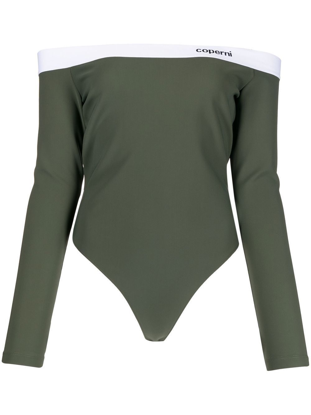 image of Coperni O1Mle0524 Off The Shoulders Jersey Bodysuit In Green, Women's (Size Large)