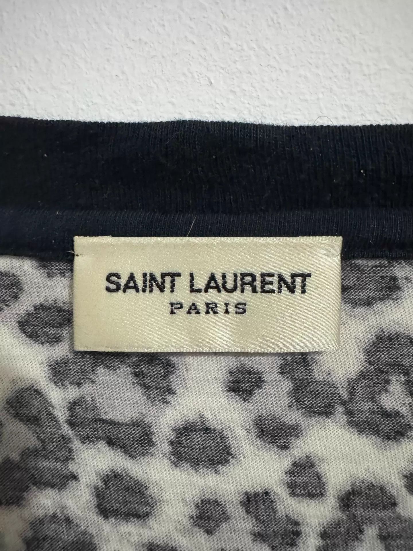 Saint Laurent Paris SLP 14FW Beige Black Gray Leopard Crew Neck Tee L Size US L / EU 52-54 / 3 - 5 Thumbnail