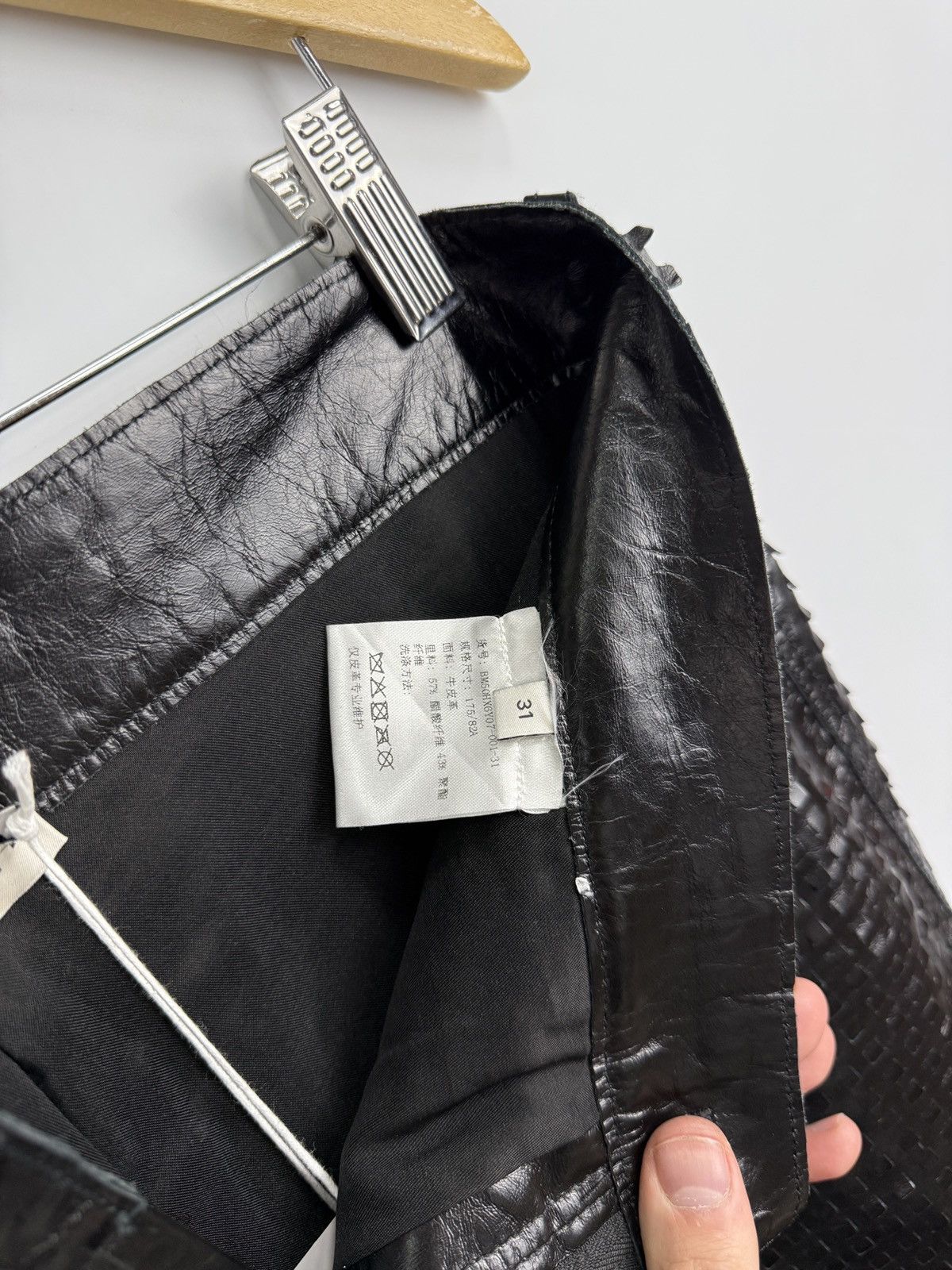 Givenchy ❗️NEW Givenchy Embossed Leather Pants Textured Square Pattern Size US 31 - 12 Thumbnail