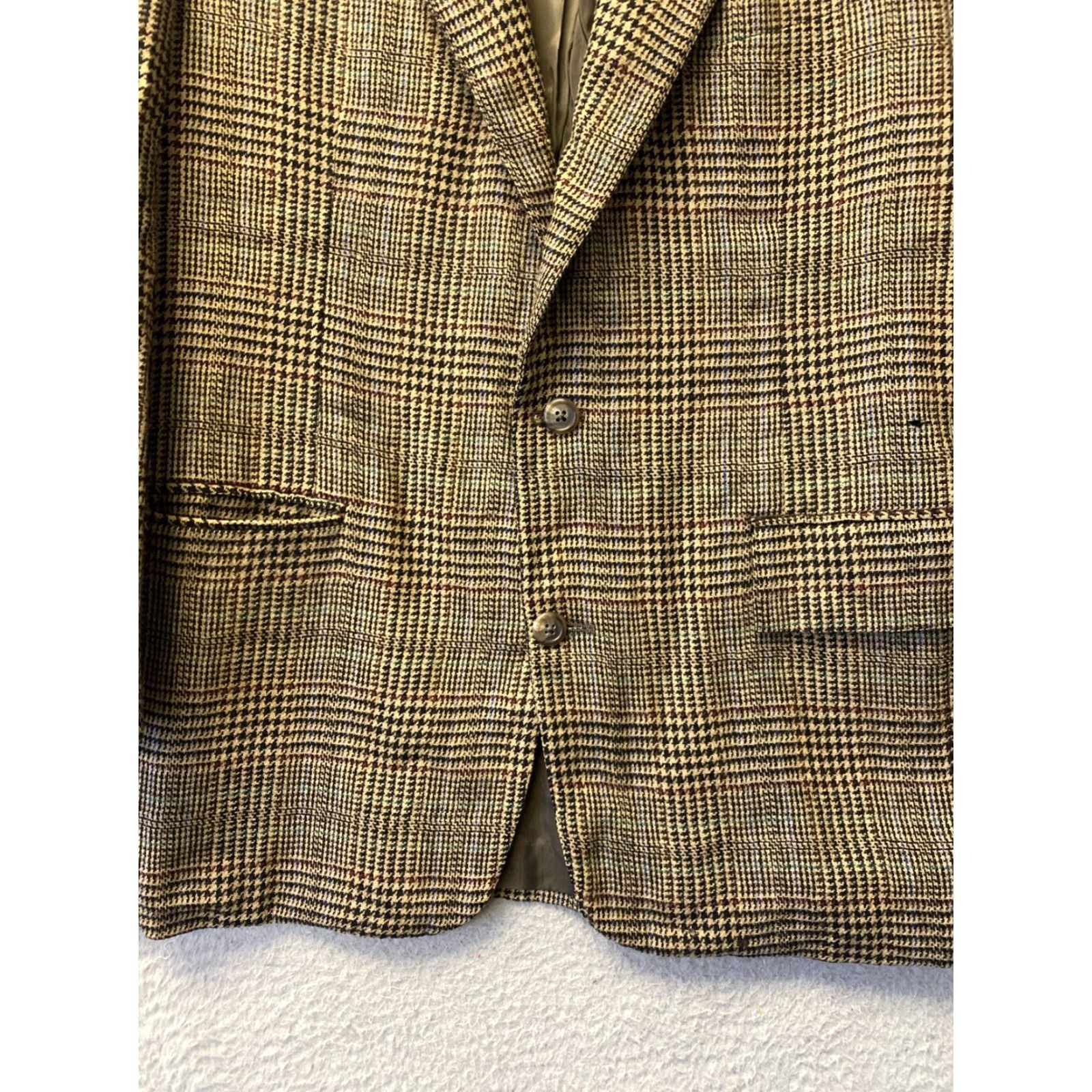 Polo Ralph Lauren VINTAGE Polo Ralph Lauren Men's Blazer Sport Coat 40 Brown Plaid Wool Single-Breasted 2-Button Classic Size US L / EU 52-54 / 3 - 2 Thumbnail