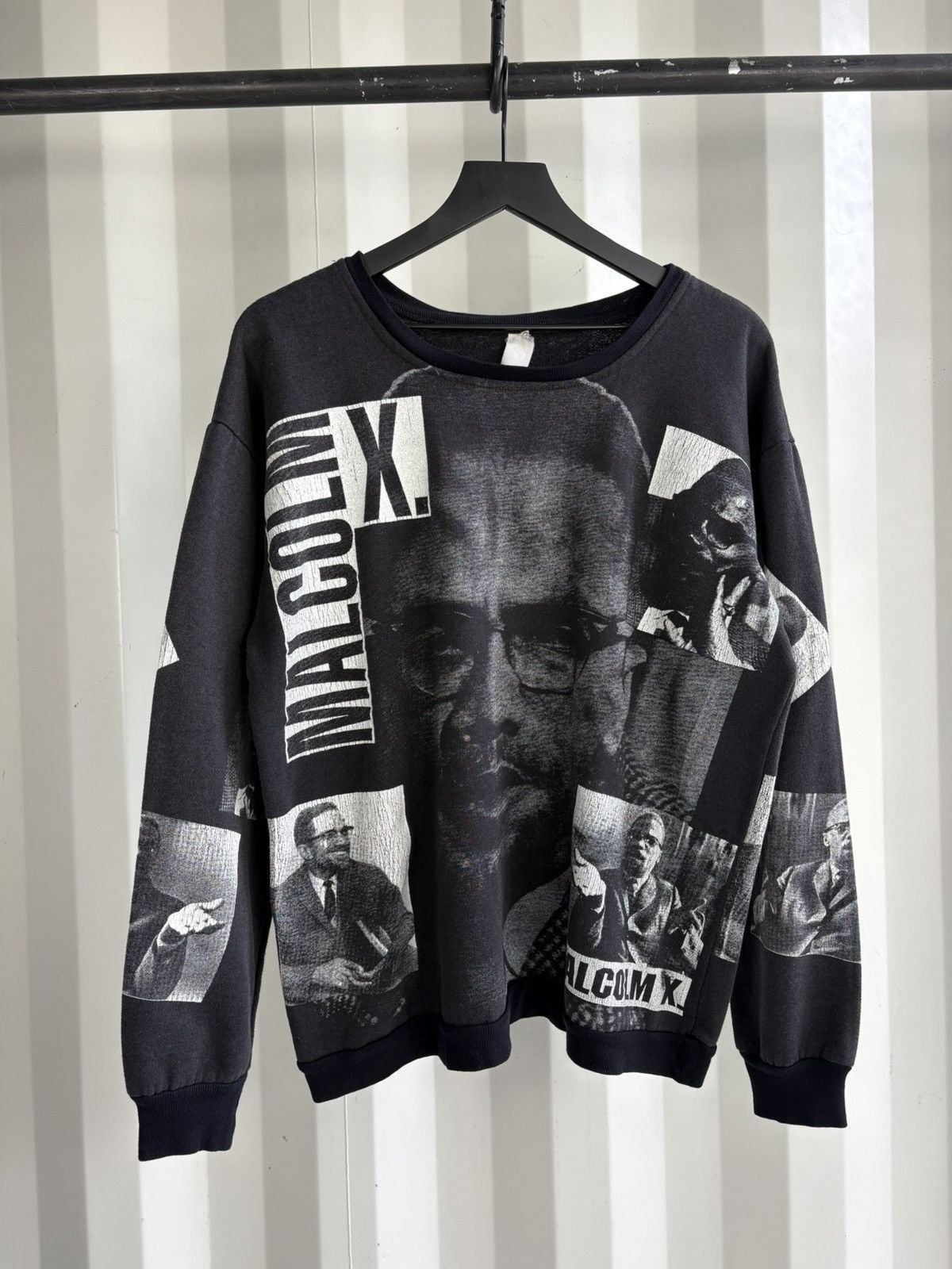 Vintage Thrashed Malcolm X Faded Distressed Sweater GRUNGE Band Size US L / EU 52-54 / 3 - 1 Thumbnail