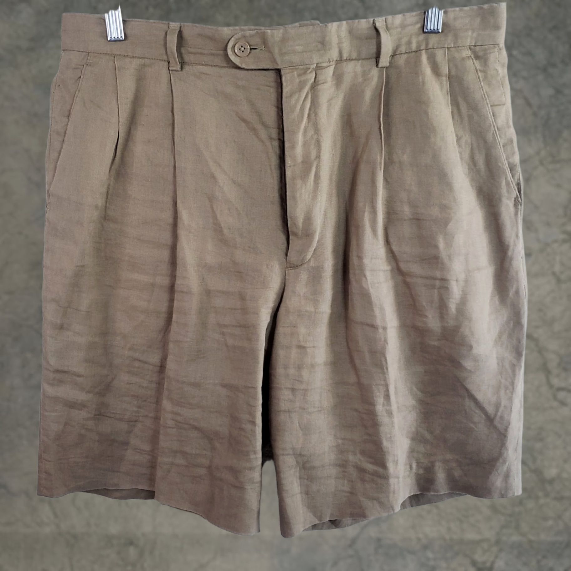 Vintage Cub Cabana 100% Linen Pleated Shorts Bermuda Men Beige 35x10 Casual Polo Golf Summer Knit? Size US S / EU 44-46 / 1 - 1 Thumbnail