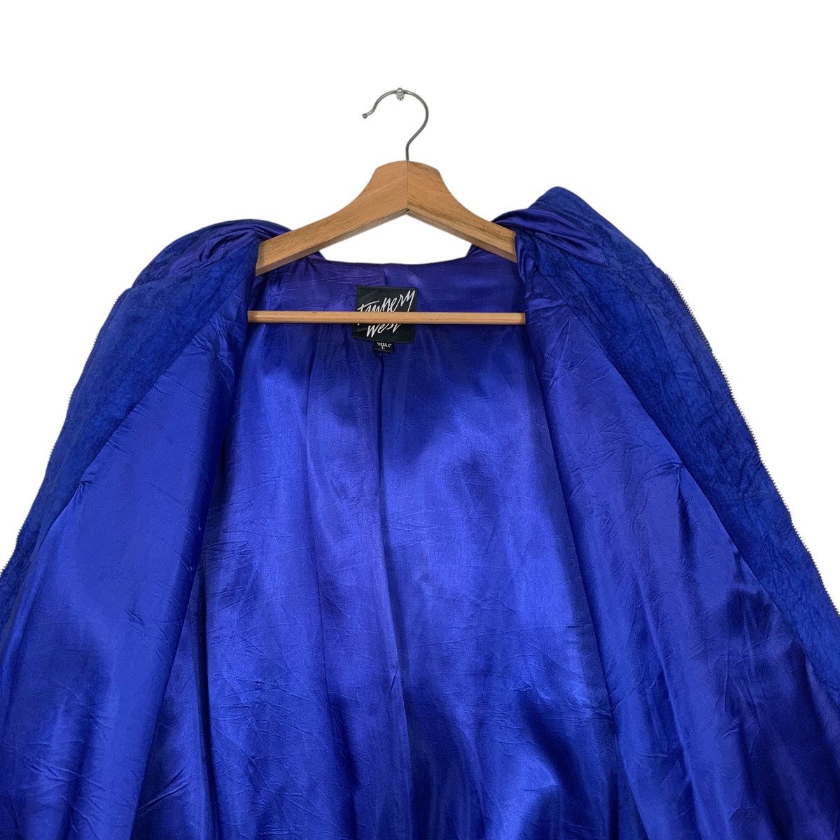 Japanese Brand TAMNERY WEST Hooded Blue Suede Leather Jacket #2437-C109 Size US L / EU 52-54 / 3 - 13 Thumbnail
