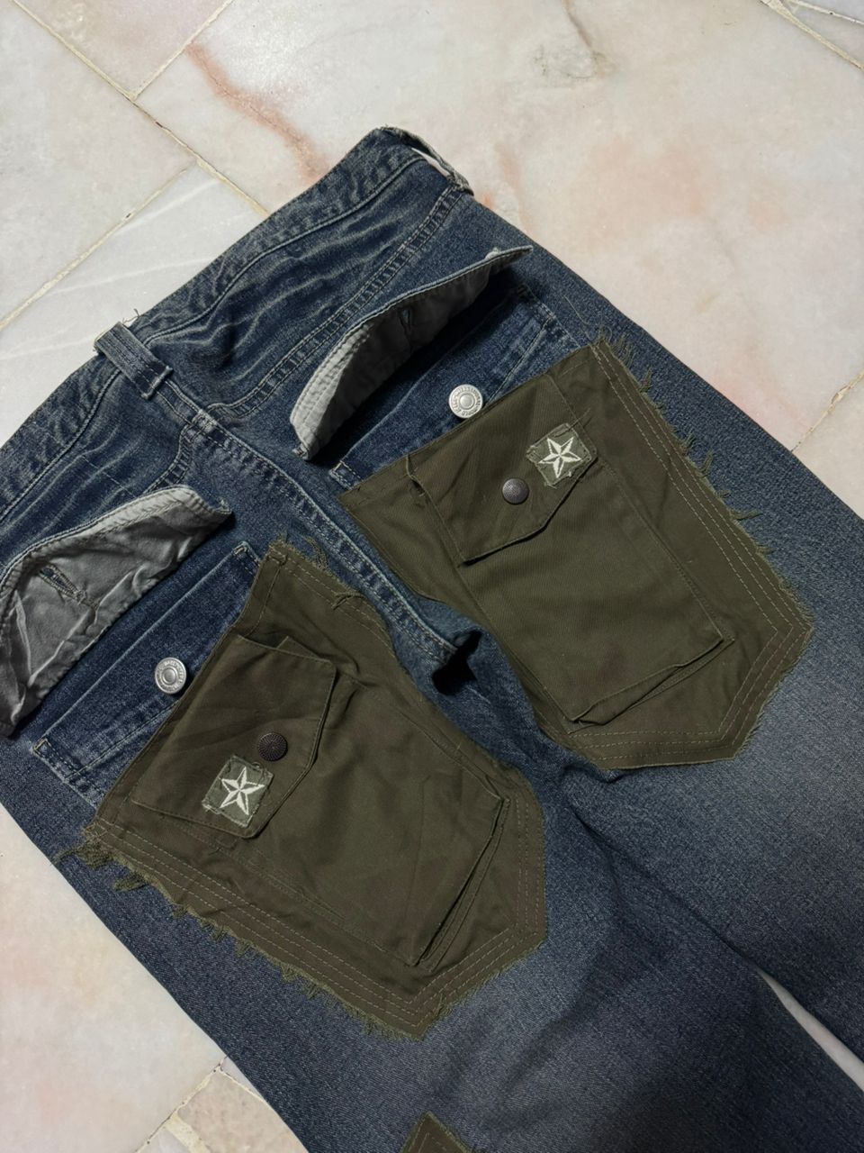 Undercover INSANE💥XIIIth TYPE-P1 RARE DENIM CARGO 3D POCKET SPLIT Size US 33 - 23 Thumbnail