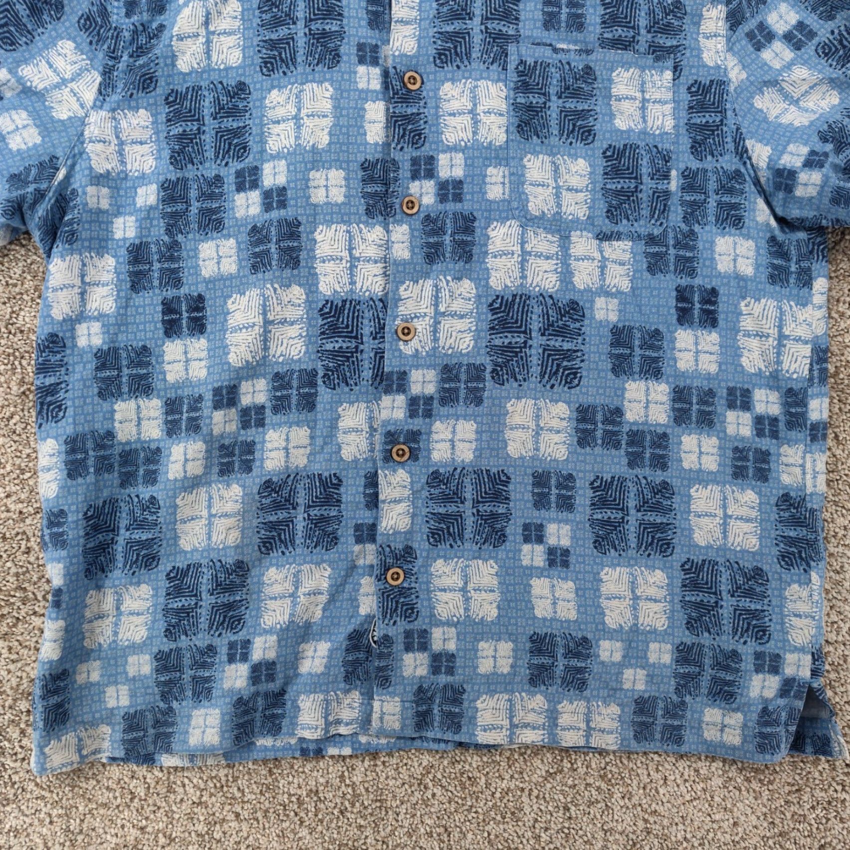 Nat Nast Nat Nast Shirt Mens Medium Blue Geometric Silk Blend Short Sleeve Button Casual Size US M / EU 48-50 / 2 - 5 Thumbnail
