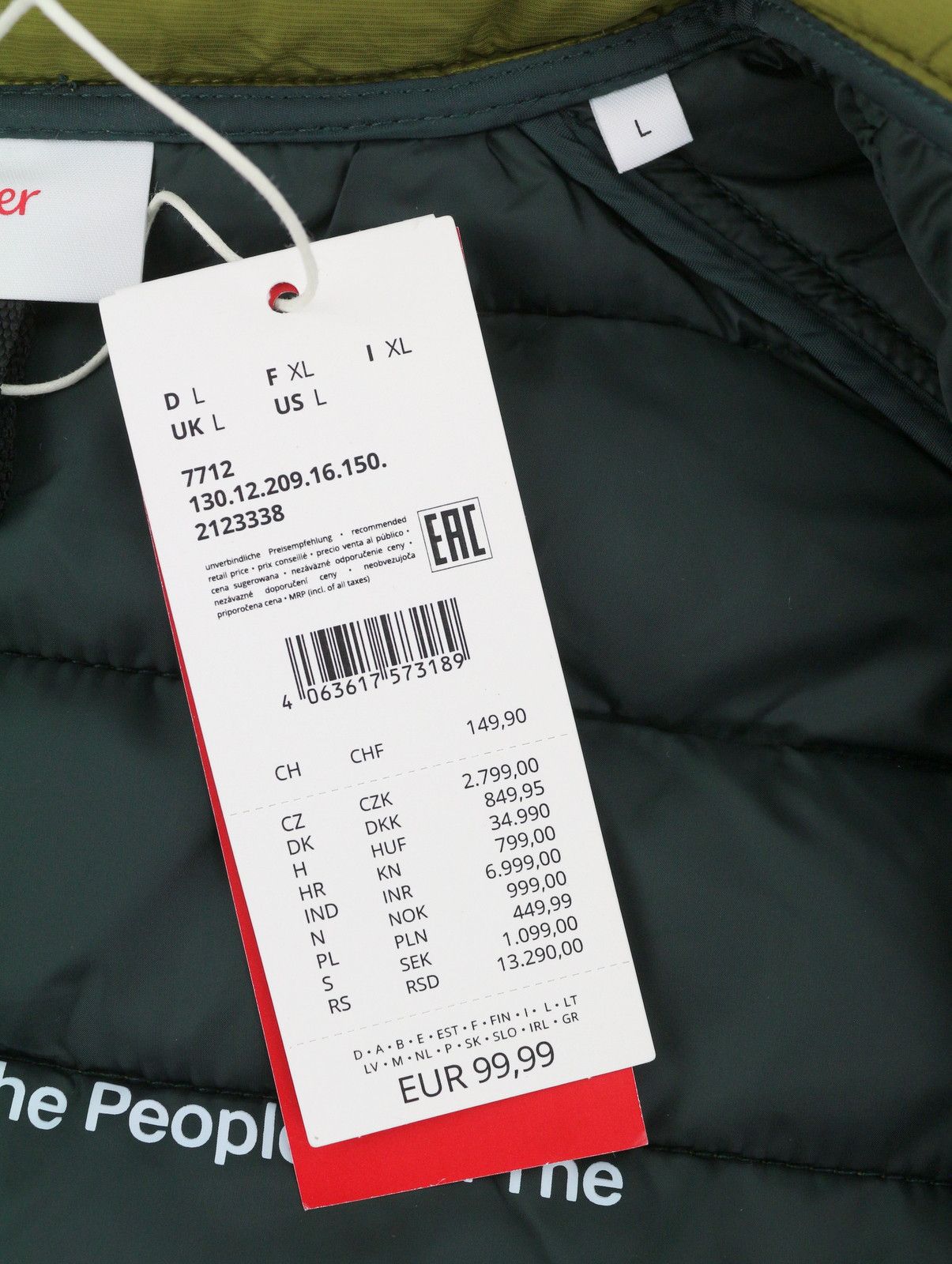 s.Oliver L Green High Neck Padded Quilted Full Zip 88004 Size US L / EU 52-54 / 3 - 9 Thumbnail