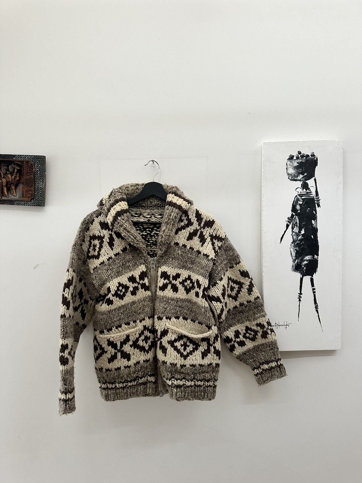 Vintage Custom Handmade Knitted Jacket / Cardigan Size US L / EU 52-54 / 3 - 8 Thumbnail