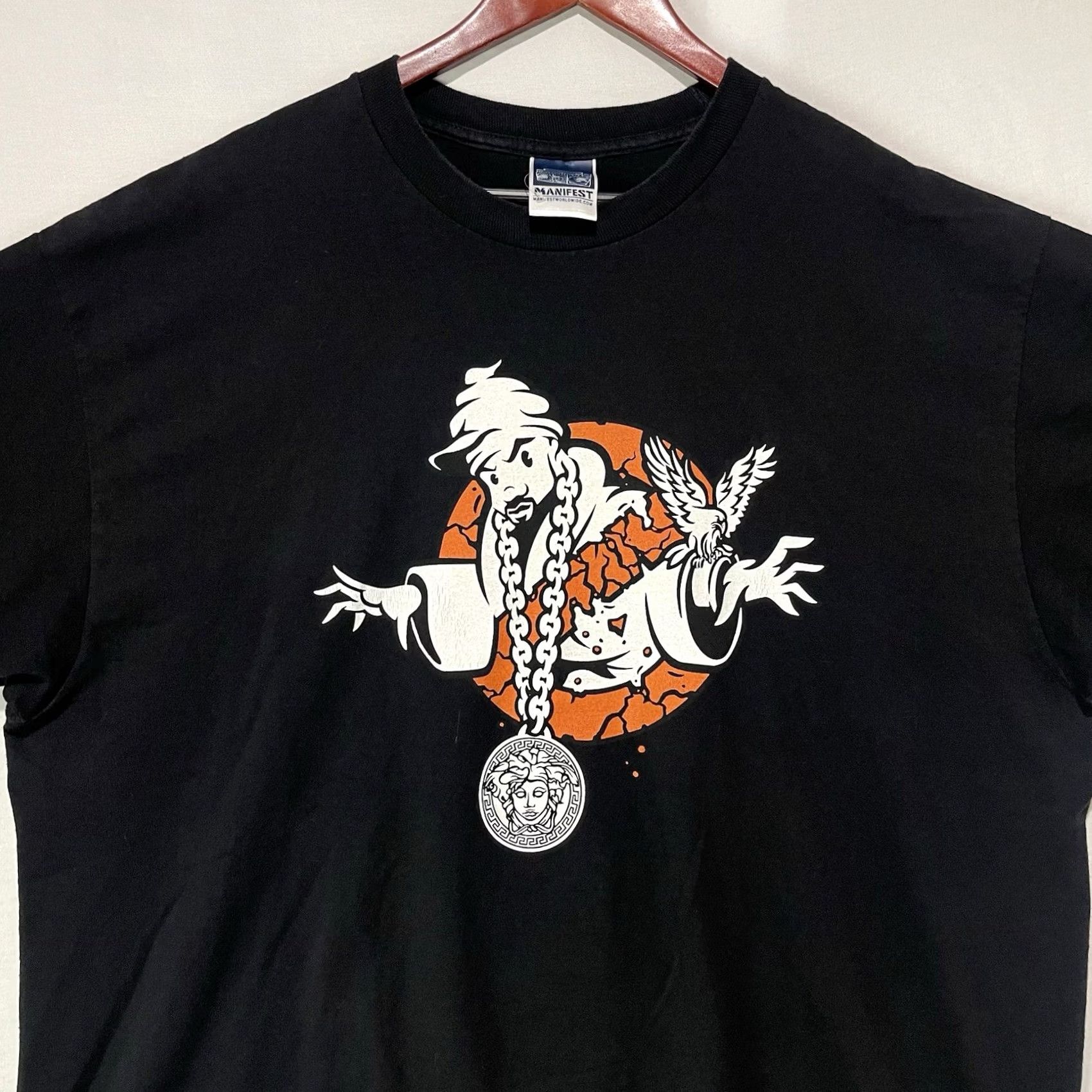 Vintage Manifest Worldwide Mens Shirt XL Streetwear Hip Hop Tee Black T-Shirt Logo Graphic Print Vintage Size US XL / EU 56 / 4 - 2 Thumbnail