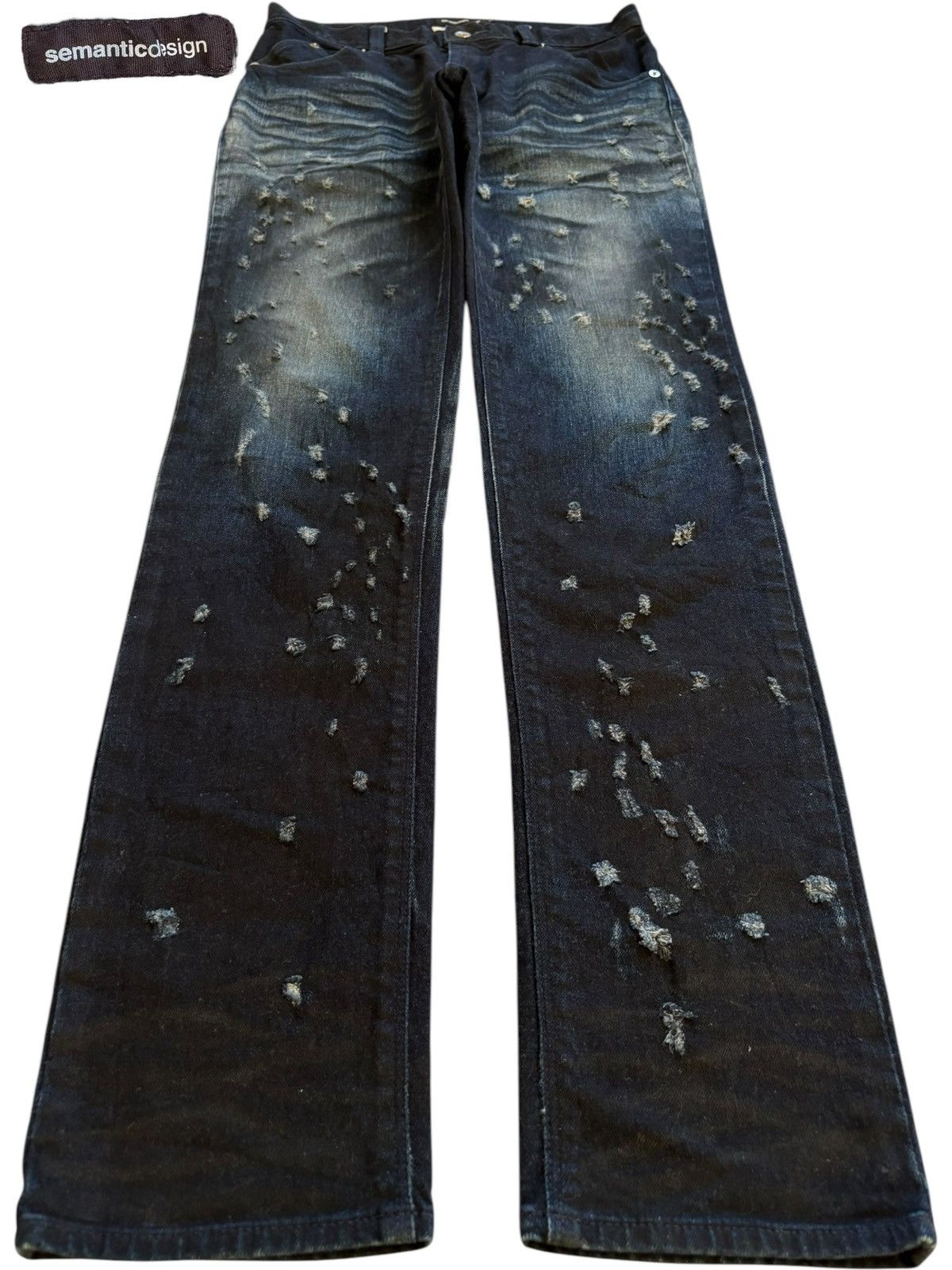 Japanese Brand × Seditionaries × semanticdesign Vintage Semantic Design Indigo Distressed Slim Fit Jeans Size US 29 - 1 Thumbnail