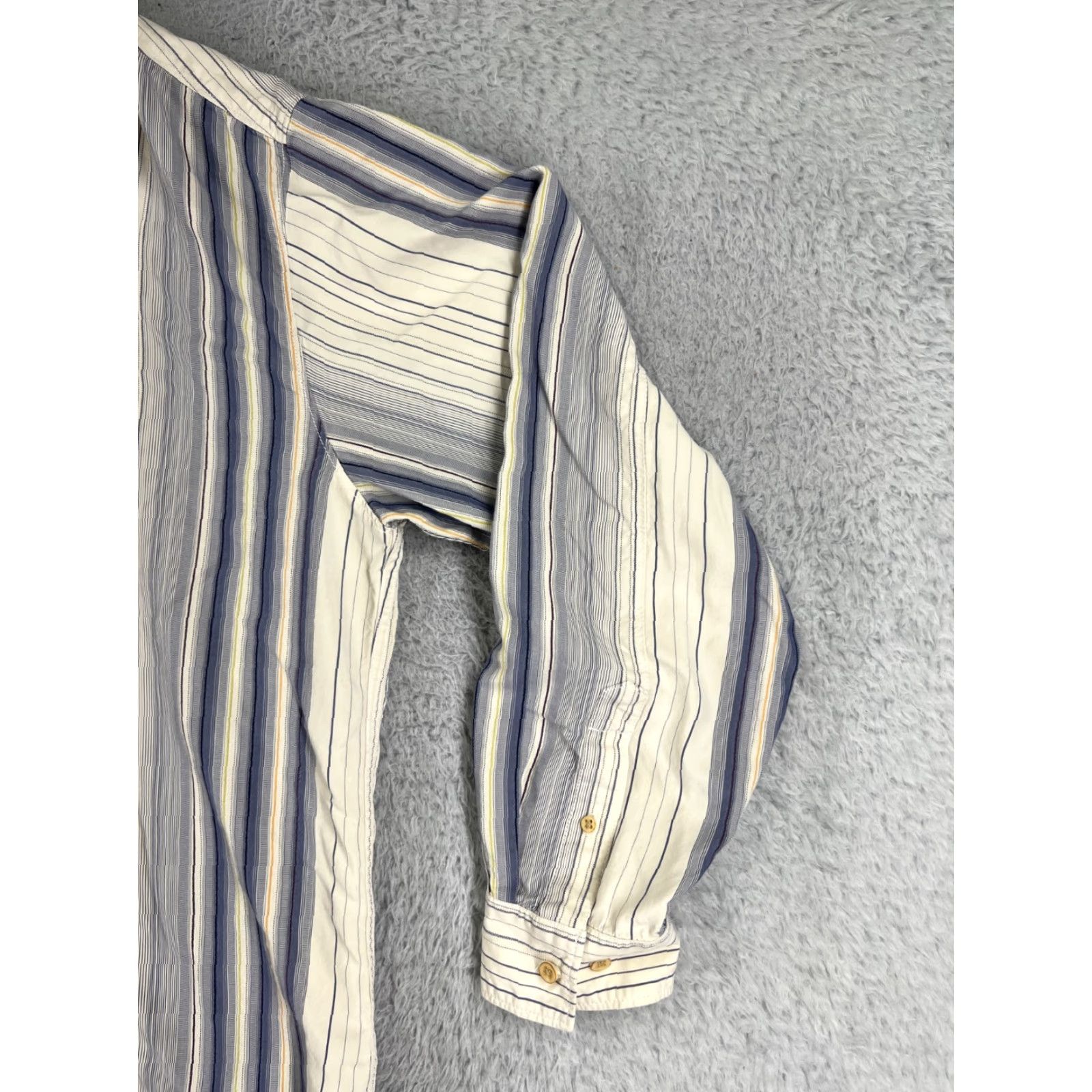 Tommy Bahama Tommy Bahama Shirt Mens Large Beige Blue Stripe Button Up Hawaiian 100% Silk Size US L / EU 52-54 / 3 - 4 Thumbnail